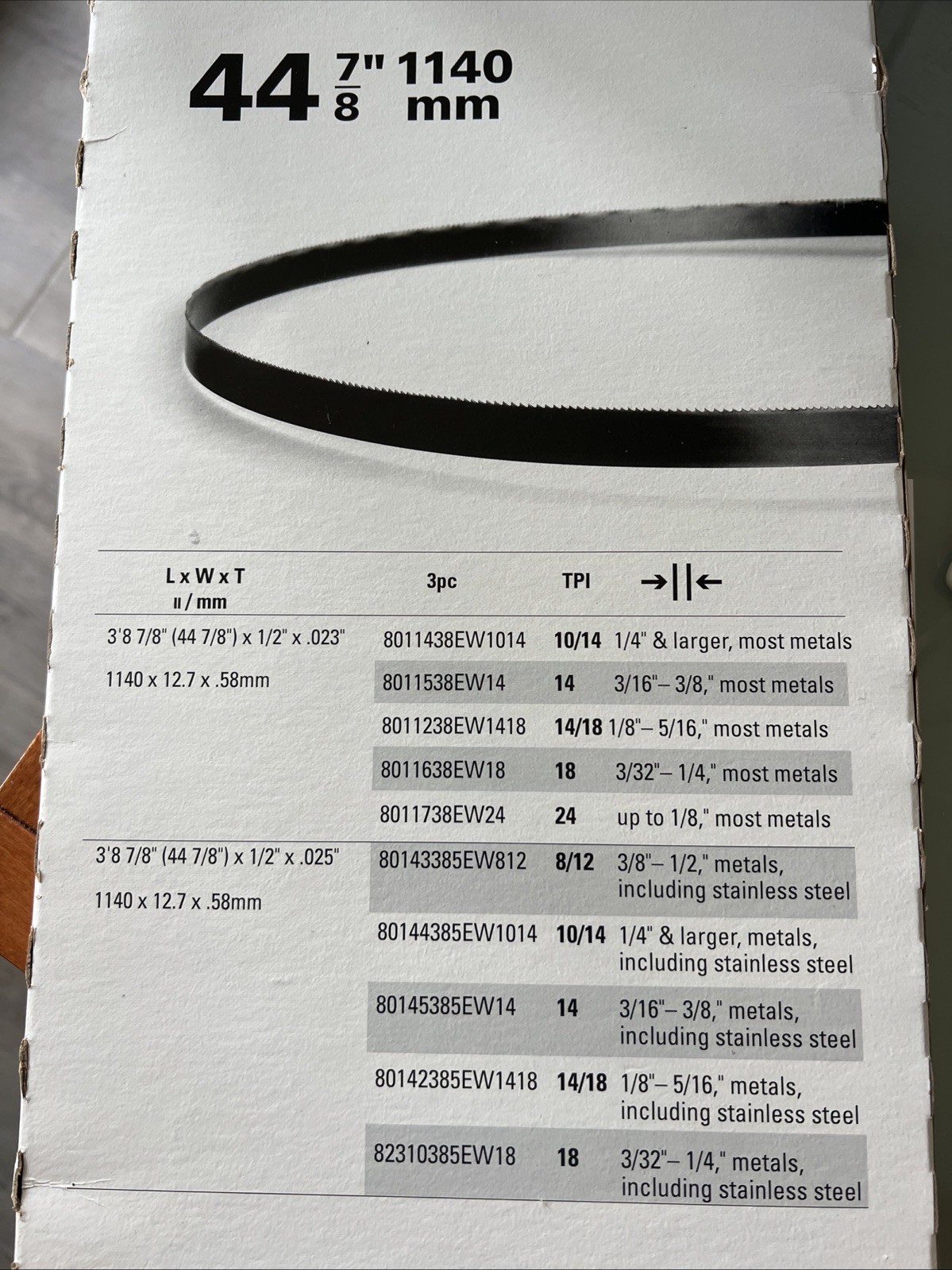 Lenox Portable Band Saw Blade 44 7/8” 1140mm 3 Pcs New Open Box