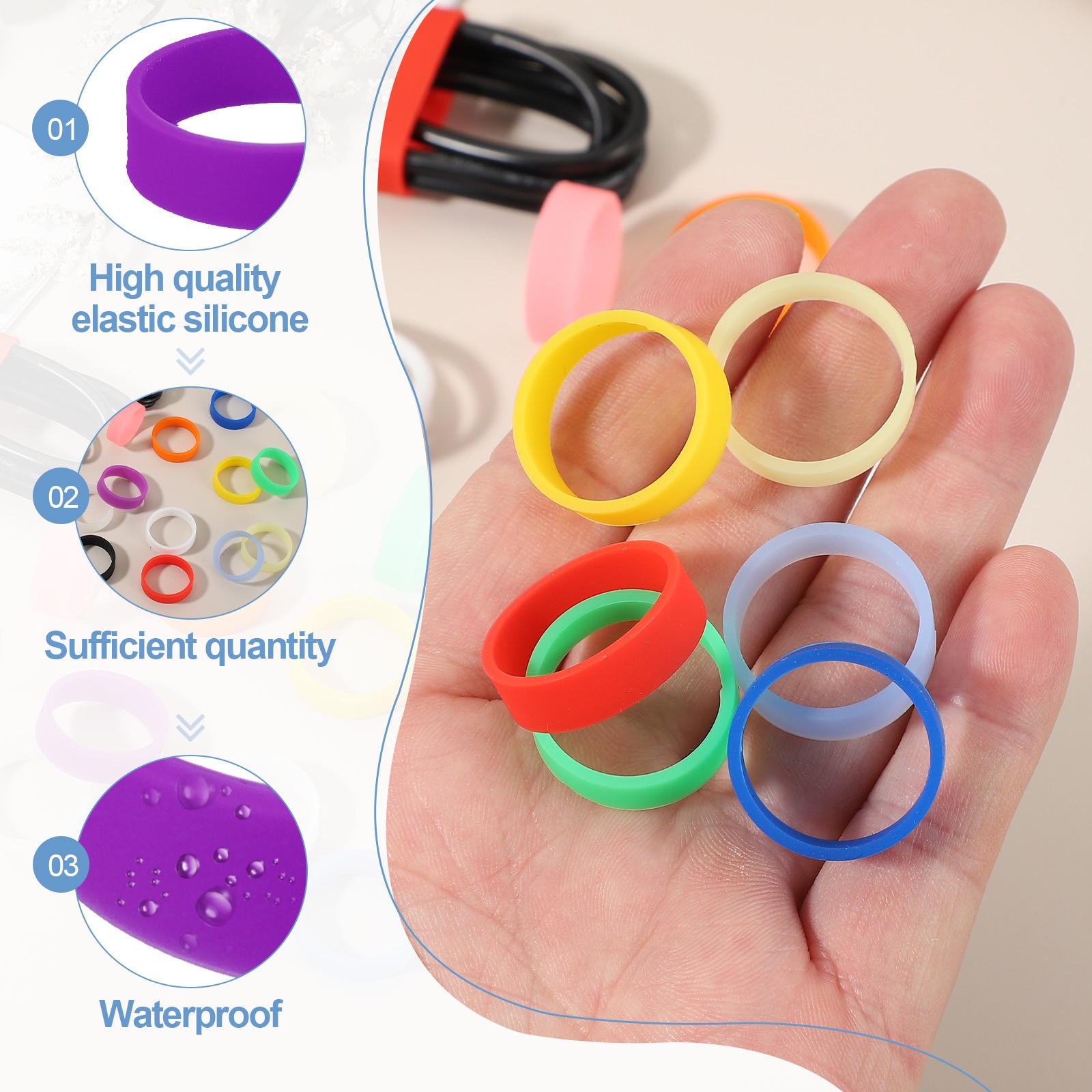 30Pcs 0.8 x 0.28 Inch Silicone Wide Rubber Bands for Fashion Accessory, Purple