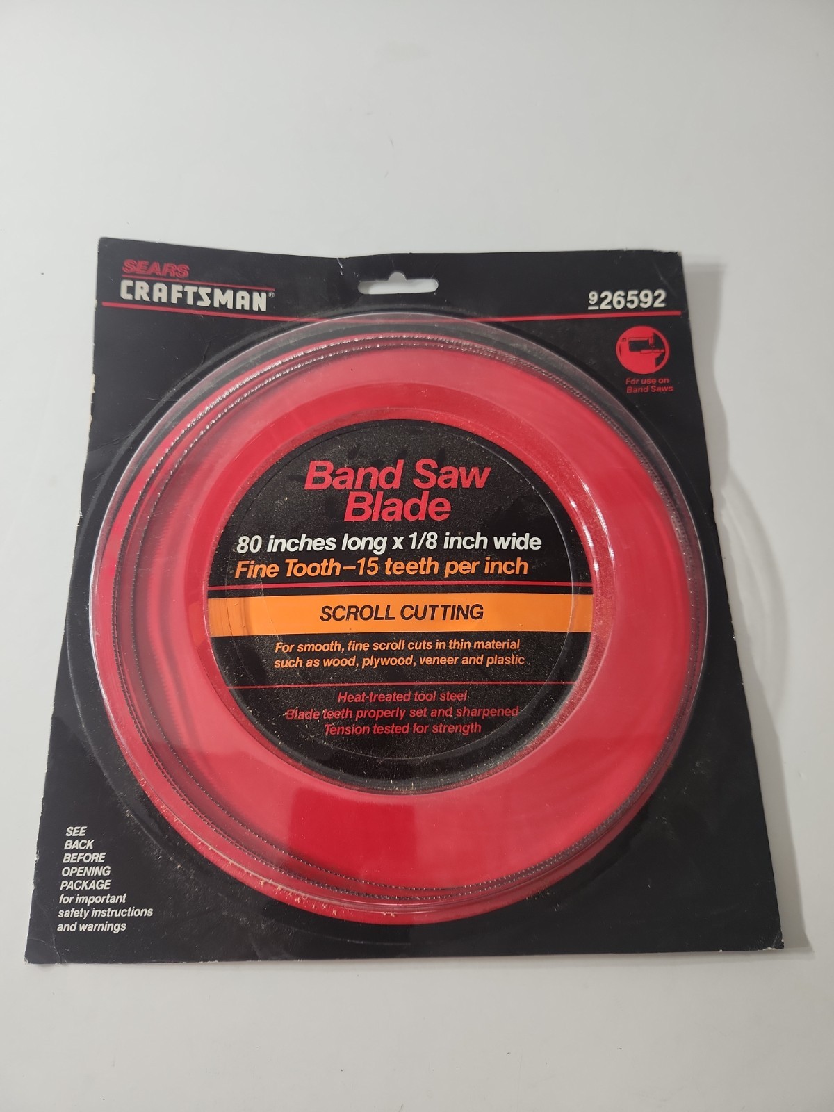 Craftsman Wood Cutting Band Saw Blade 80″ x 1/8″ 15 TPI #9-26592 NOS