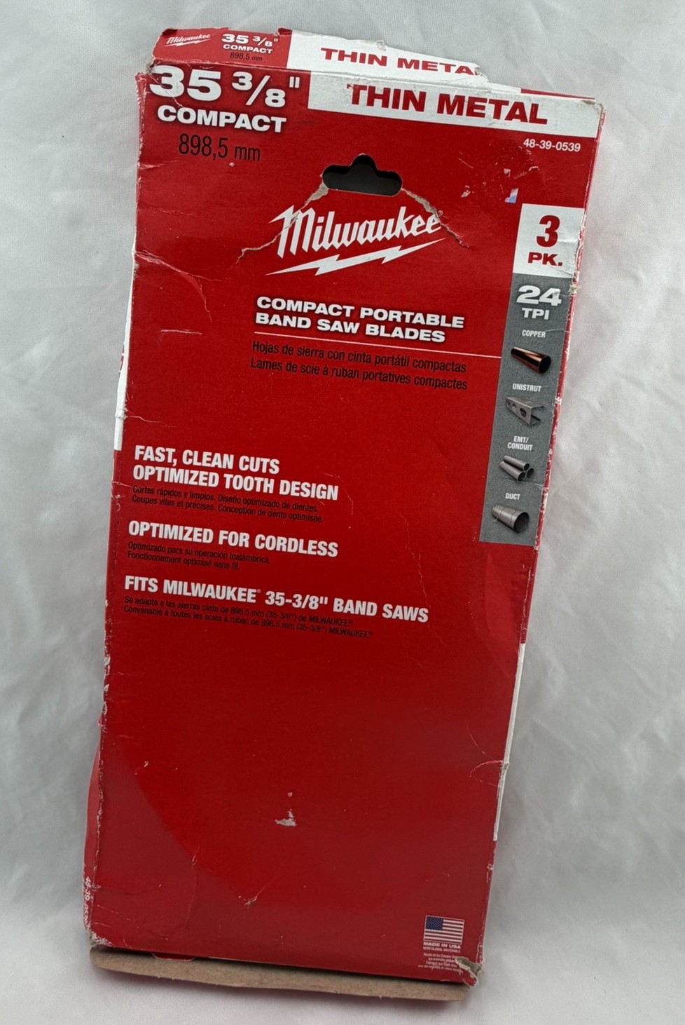 Milwaukee 48-39-0539 35-3/8″ 24 TPI Compact Band Saw Blades 3-Pack NOS