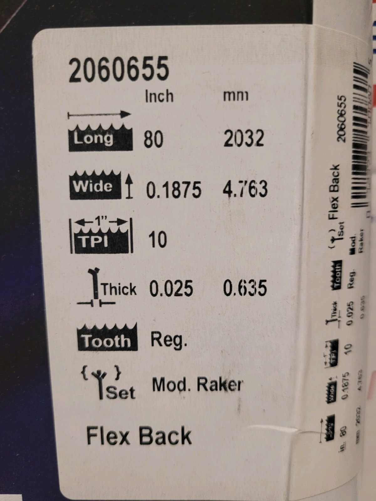 Olson 70-1/2 In. x 3/16 In. 10 TPI Regular Flex Back Band Saw Blade