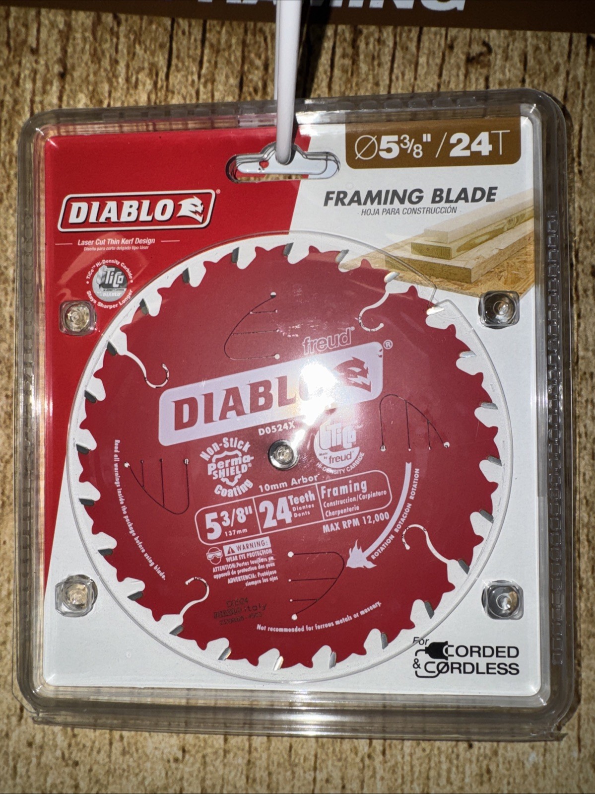 Diablo D0524X 24 Tooth Carbide Arbor Framing Trim Saw Blade 5-3/8 Dia. in.