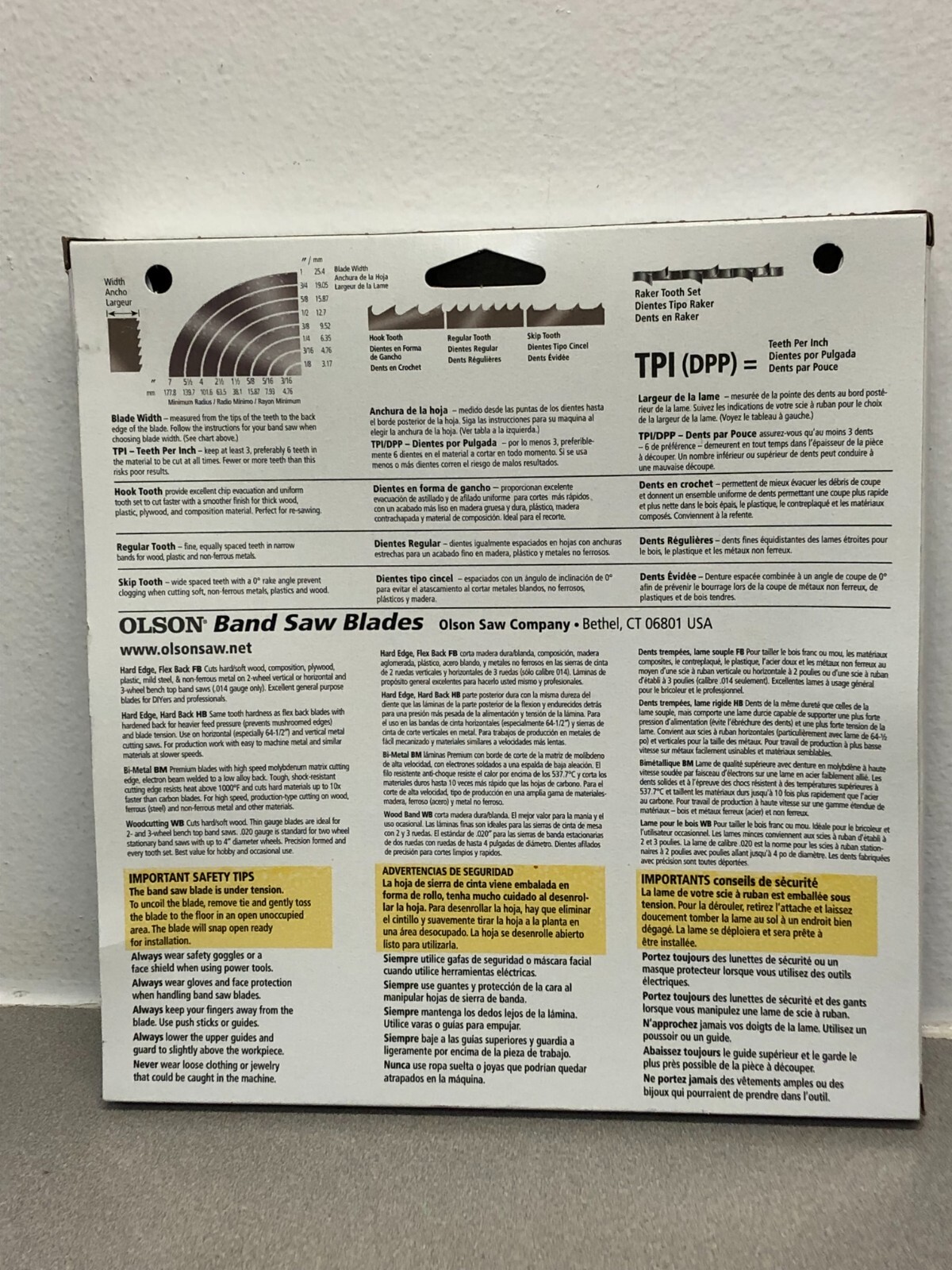 Olson WB58275DB 72.6 in. L X 0.4 in. W Carbon Steel Band Saw Blade