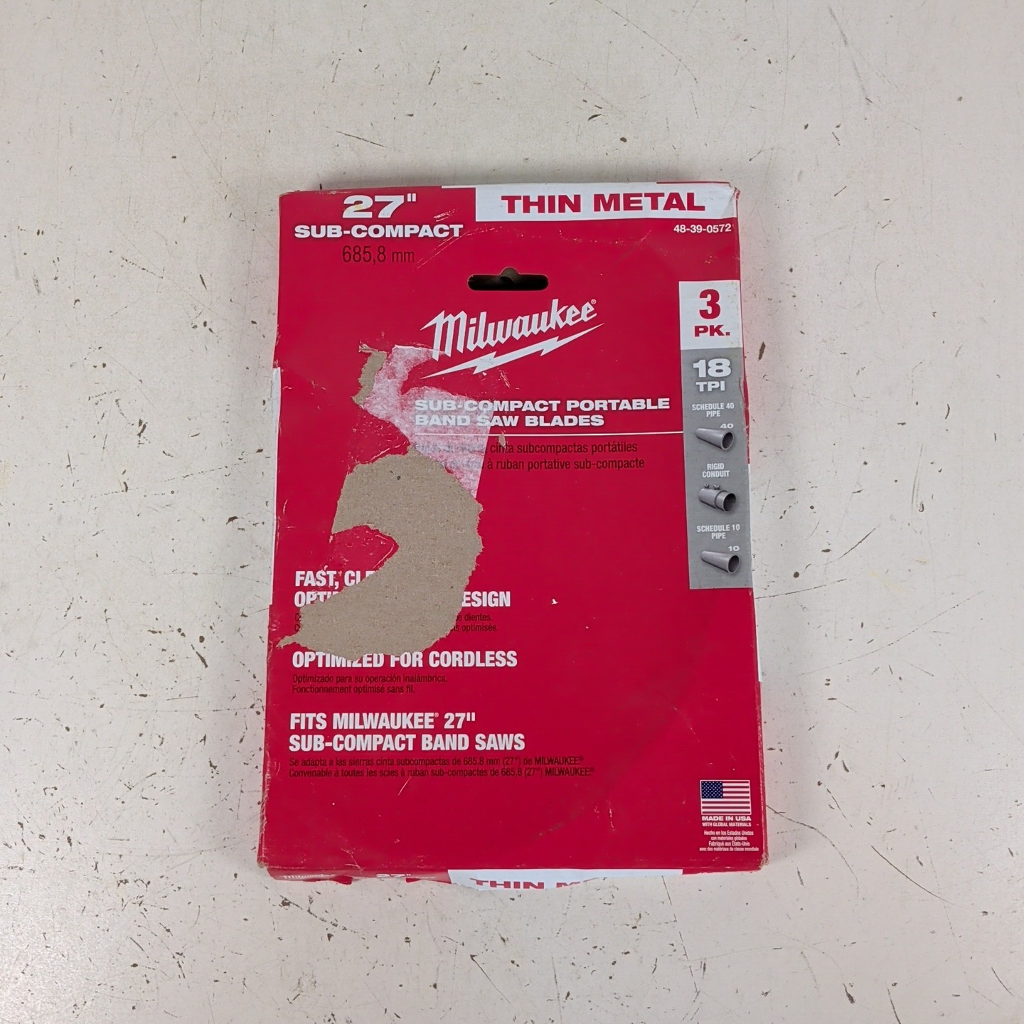 MILWAUKEE 48-39-0572 18 TPI Sub-Compact Portable Band Saw Blade (3-Pack)
