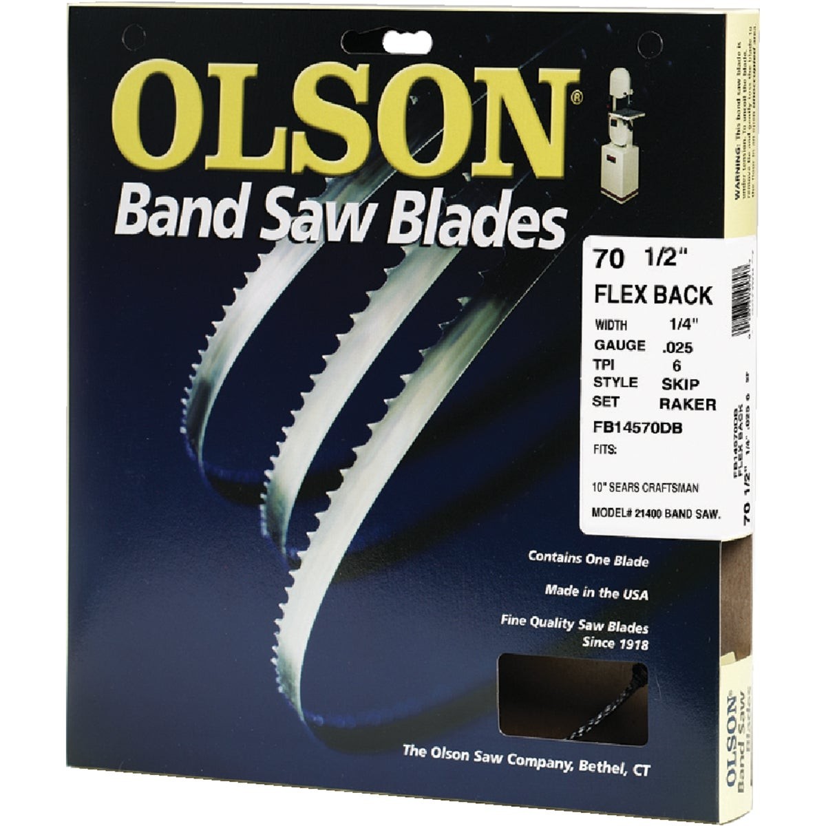 Olson 70-1/2 In. x 1/4 In. 6 TPI Skip Flex Back Band Saw Blade FB14570DB Olson