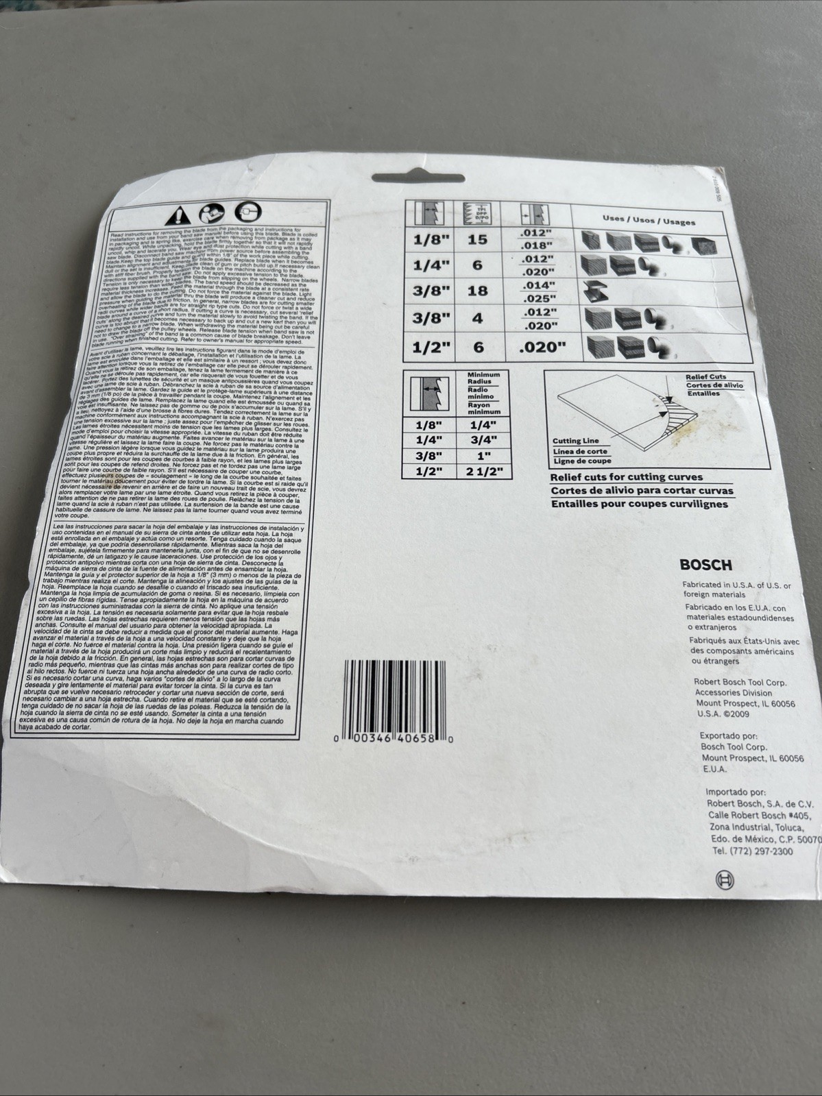 Brand New Bosch Band Saw Blade 80” x 1/4” x 6 TPI