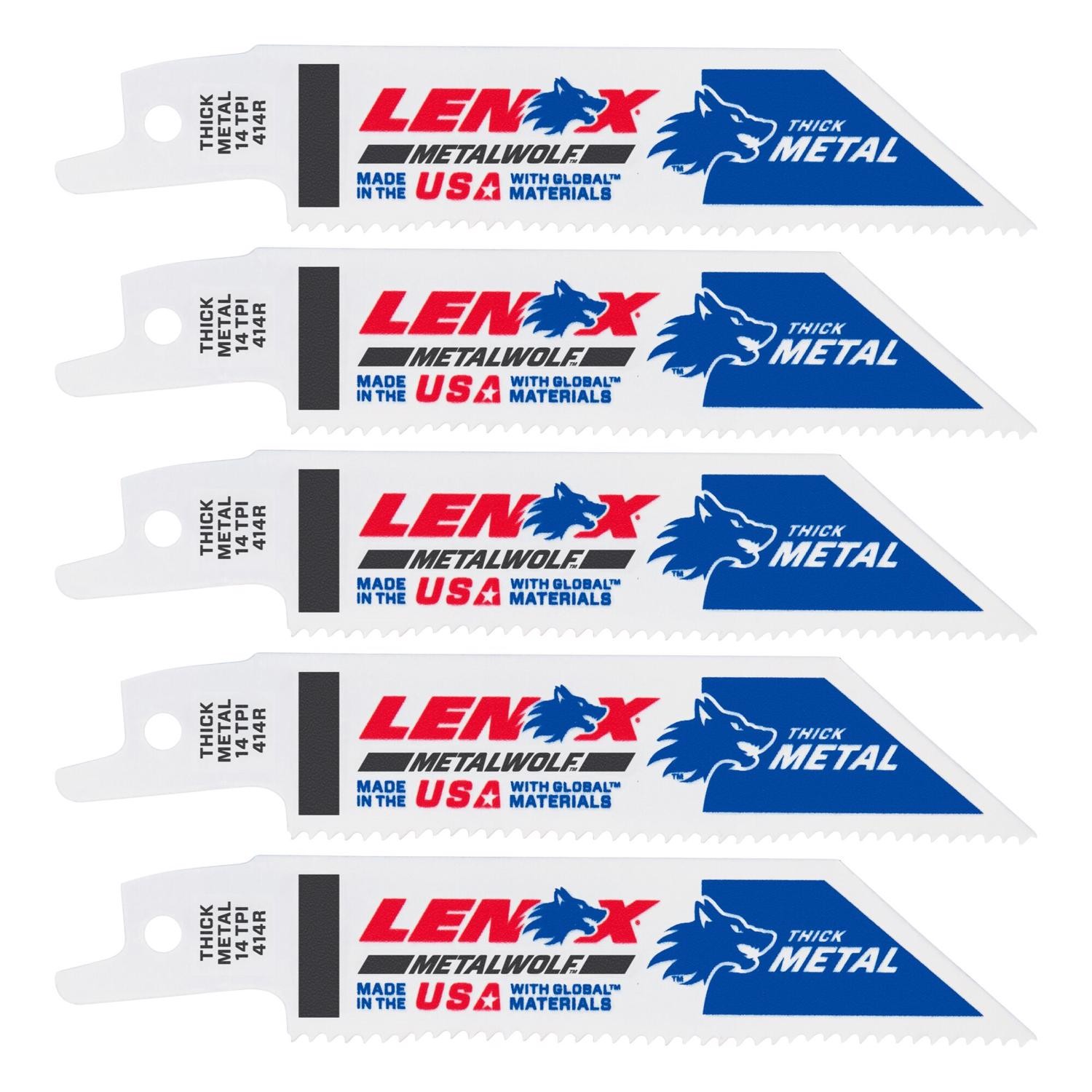 Lenox 20550414R 14 TPI Bi-Metal Tuff Tooth Reciprocating Saw Blade 4 in.