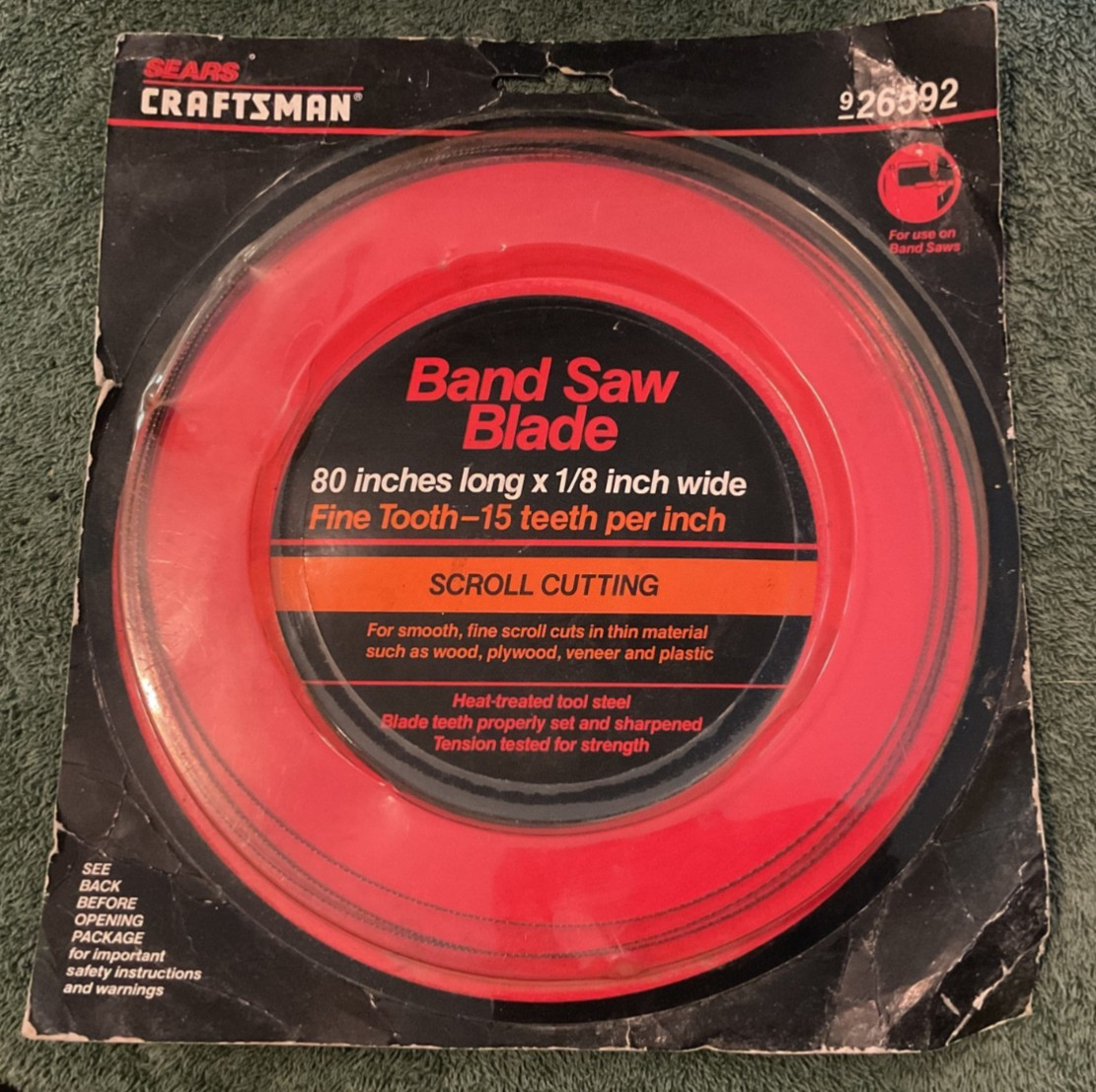 Craftsman Wood Cutting Band Saw Blade 80″ x 1/8″ 15 TPI #9-26592 NOS