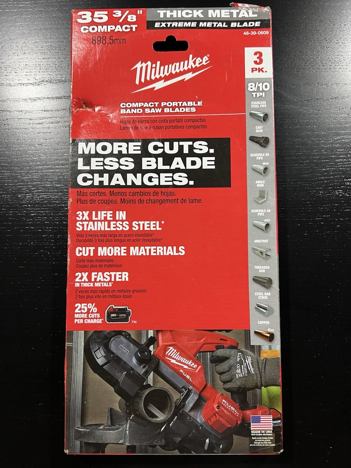 Milwaukee 35-3/8” 8/10 TPI Compact Extreme Thick Metal Cutting Band Saw Blade