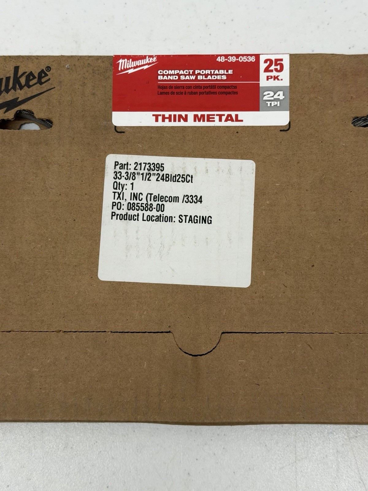 25PK Milwaukee 35 3/8″ 24 TPI Compact Band Saw Blade/Thin Metal 48-39-0536