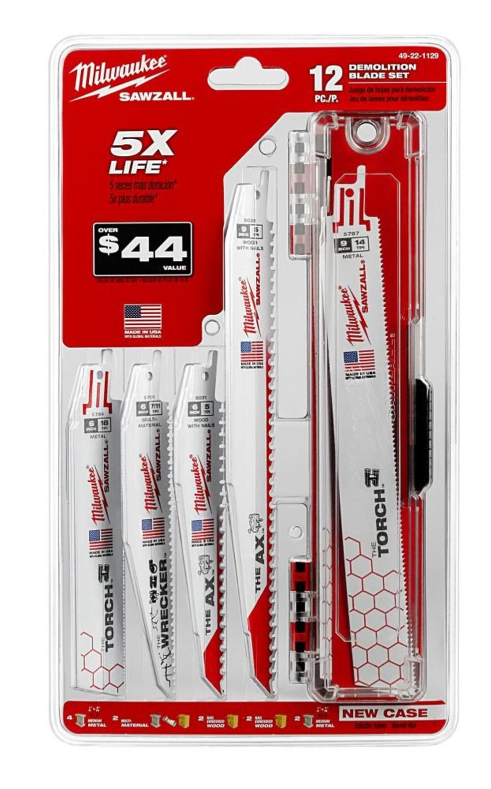 Milwaukee 49-22-1129 SAWZALL Demolition Blade Set – 12PC, New