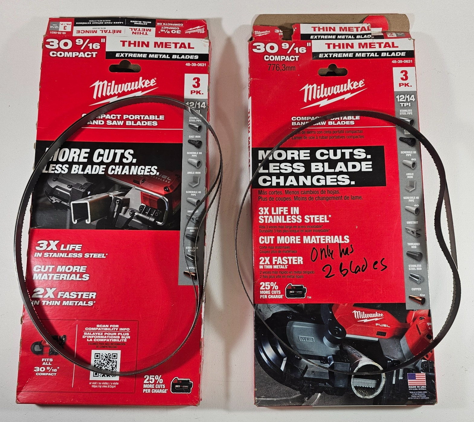 Milwaukee 30-9/16″ Compact Band Saw Blades Thin Metal 12/14 TPI Lot of 5