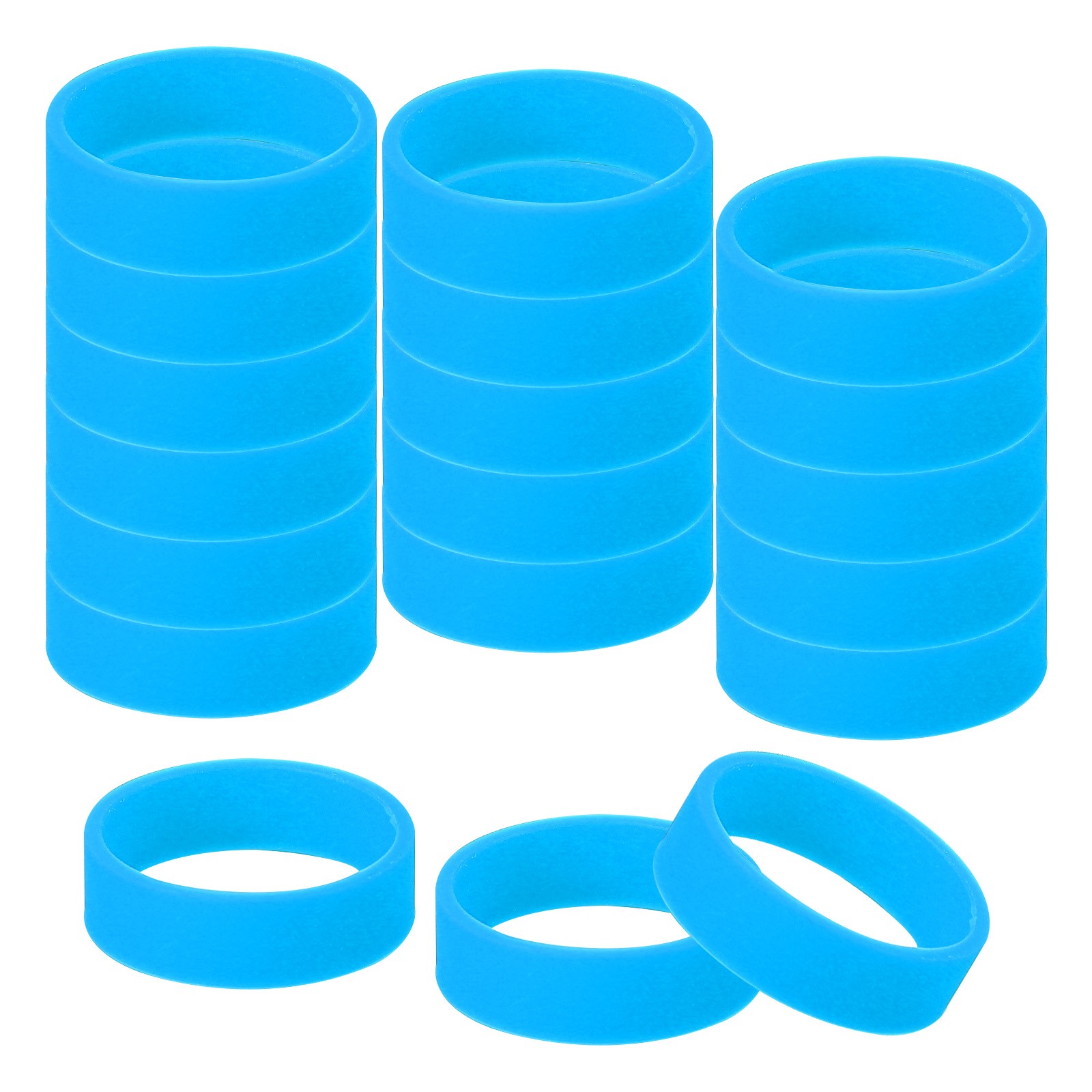 30Pcs 0.8″ x 0.28″ Silicone Wide Rubber Bands for Fashion Accessory, Azure Blue
