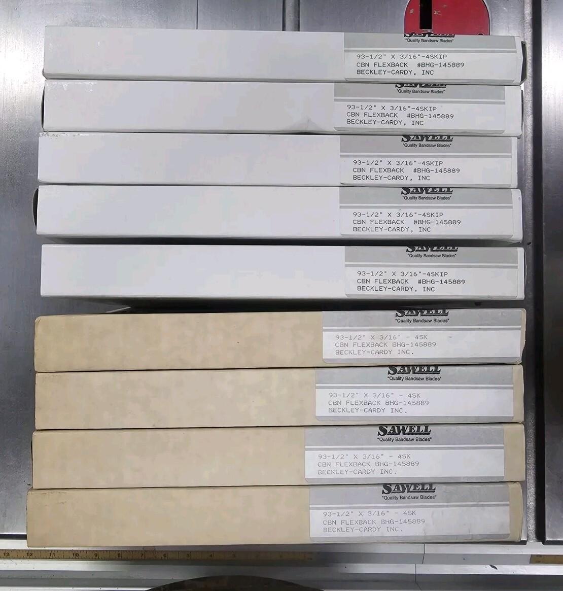 Lot Of 9 Sawell 93-1/2″ Band Saw Blades 3/16″ 4tpi Skip