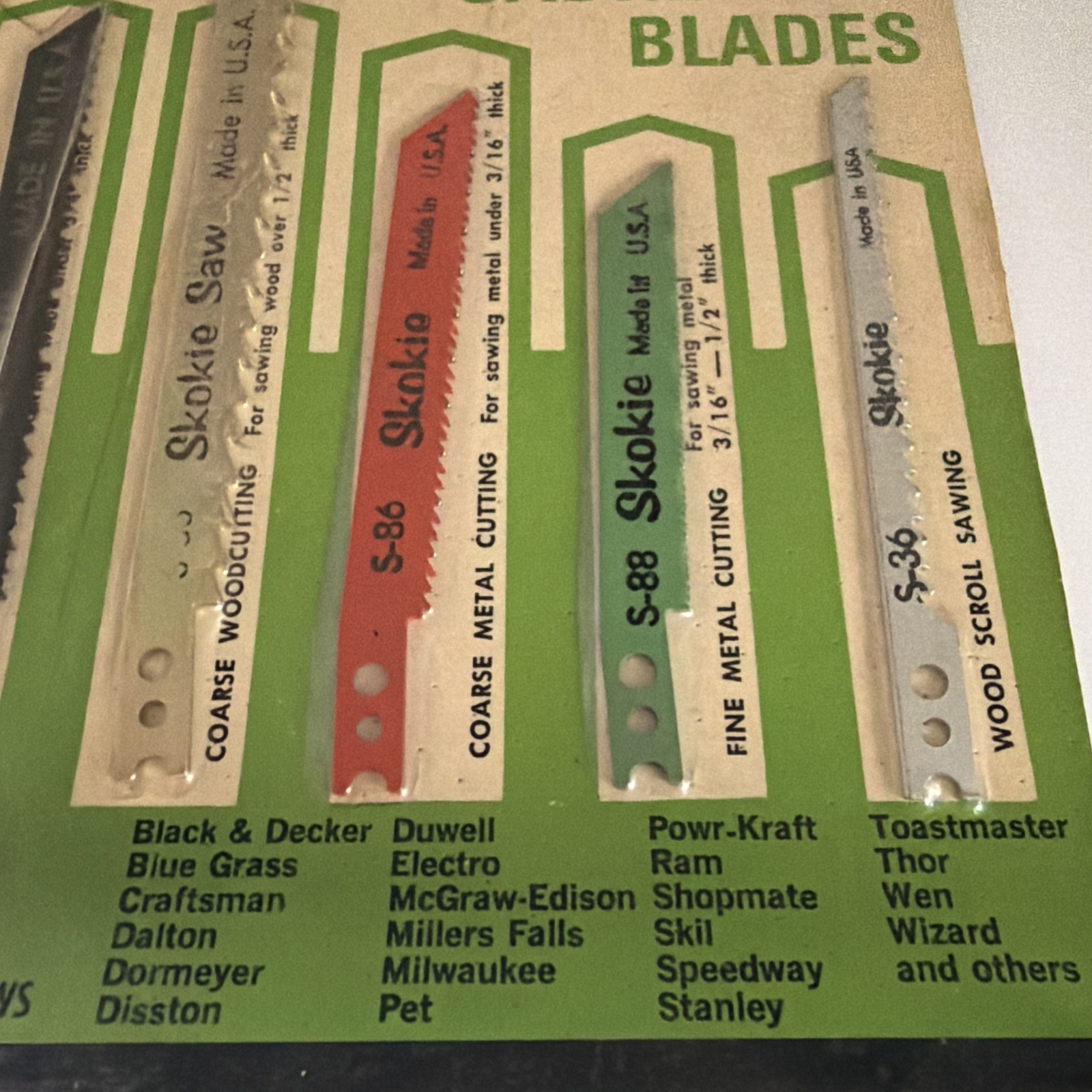 Vintage Skokie Uni-Shank Assorted Cutting Sabre Saw Blades No. S-5 NEW On Card.