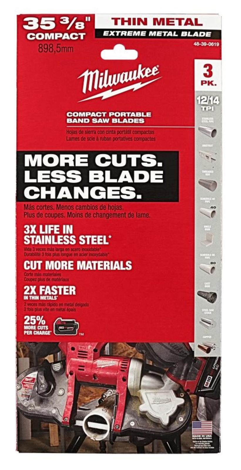 Milwaukee Extreme Thin Metal Band Saw Blades 3Pk Compact