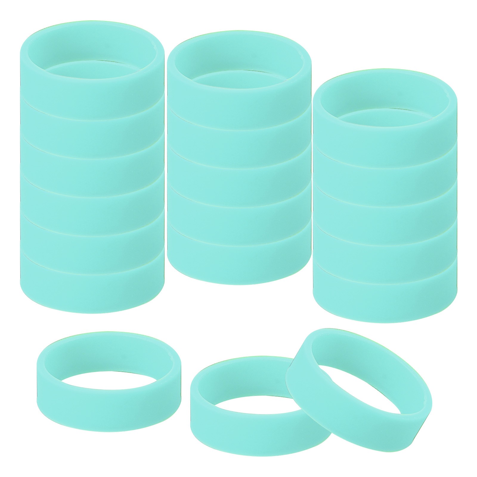 30Pcs 0.8 x 0.28 Inch Tiny Silicone Wide Rubber Bands Rings, Luminous Green