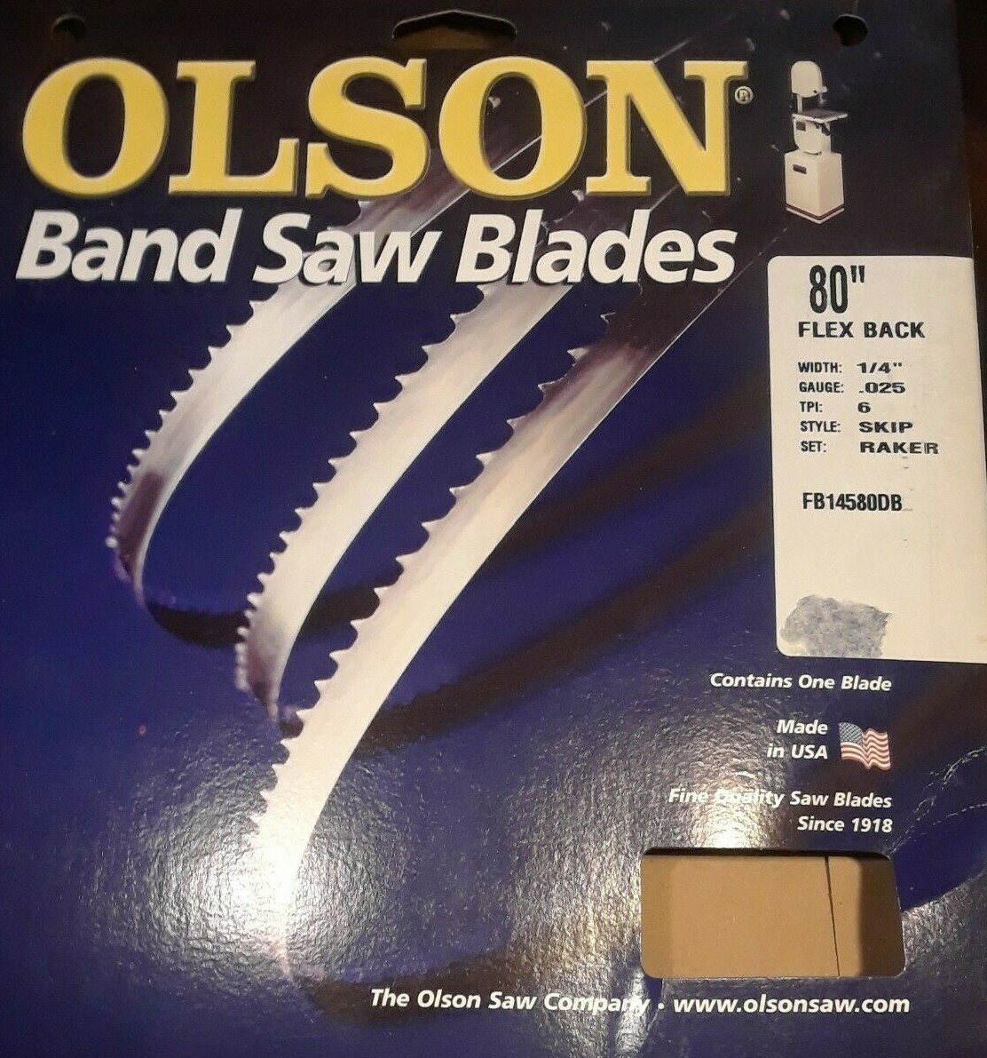 Olson Flex Back Band Saw Blade 80″ inch x 1/4″, 6 TPI, Skip Raker