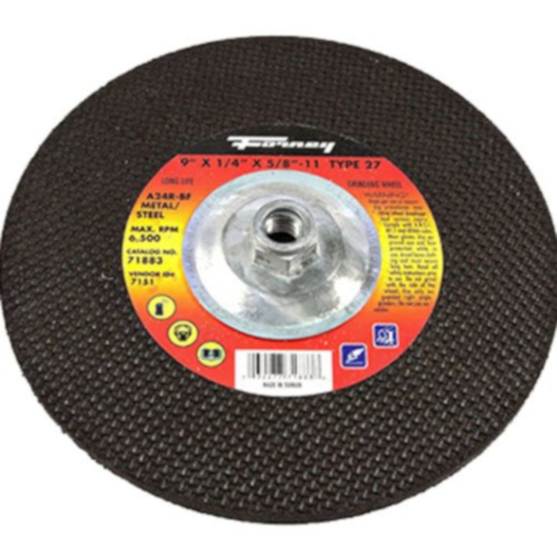Forney 71883 Aluminum Oxide 6500 rpm 9 Dia. in. Grinding Wheel 1/4 in. Thick