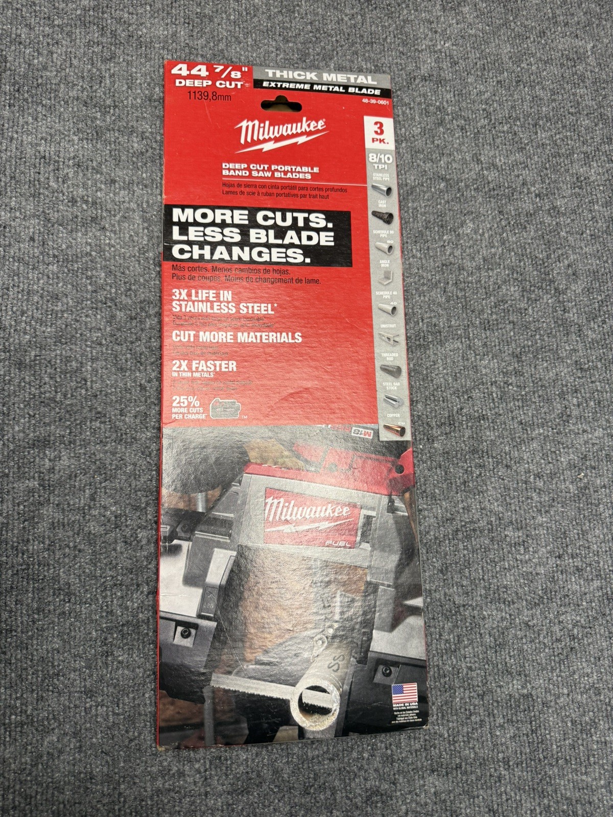 Milwaukee 48-39-0609 35-3/8″ 8-10 TPI Extreme Thick Metal Bandsaw Blades 3PK