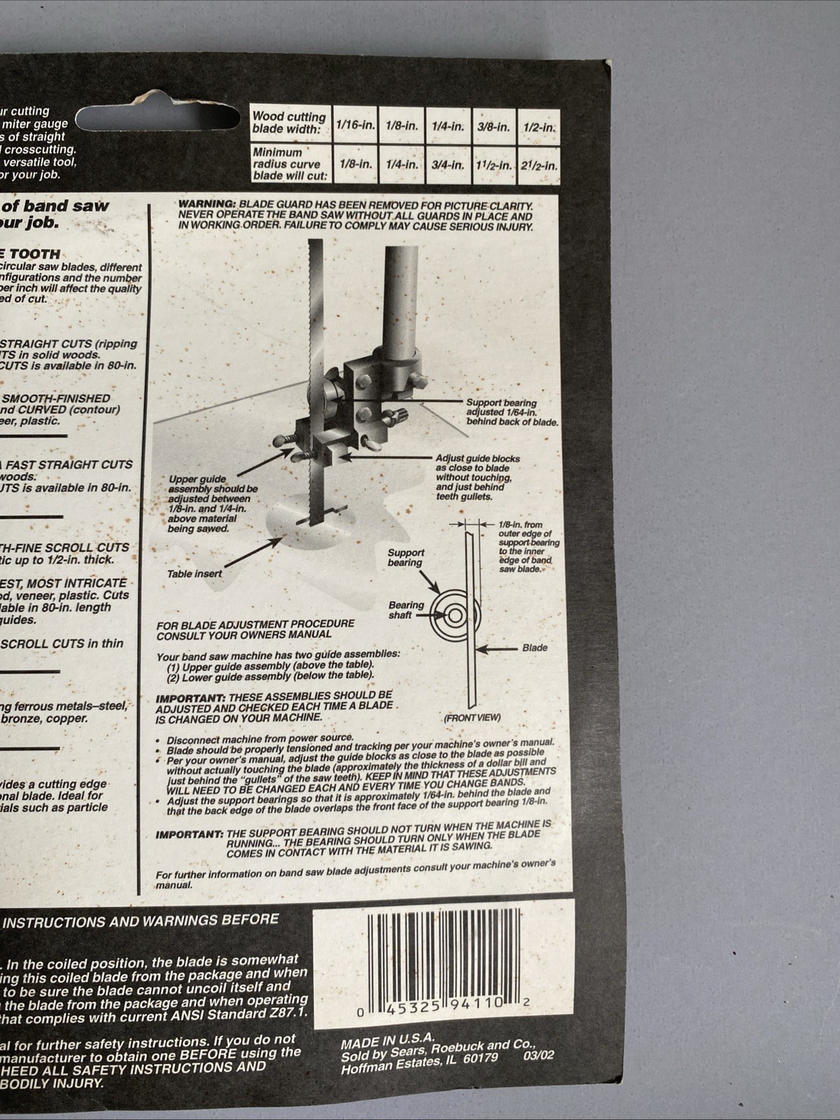 Craftsman Band Saw Blade 59 1/4” X 1/8″ X 15 TPI, 926665 Smooth Scrolling