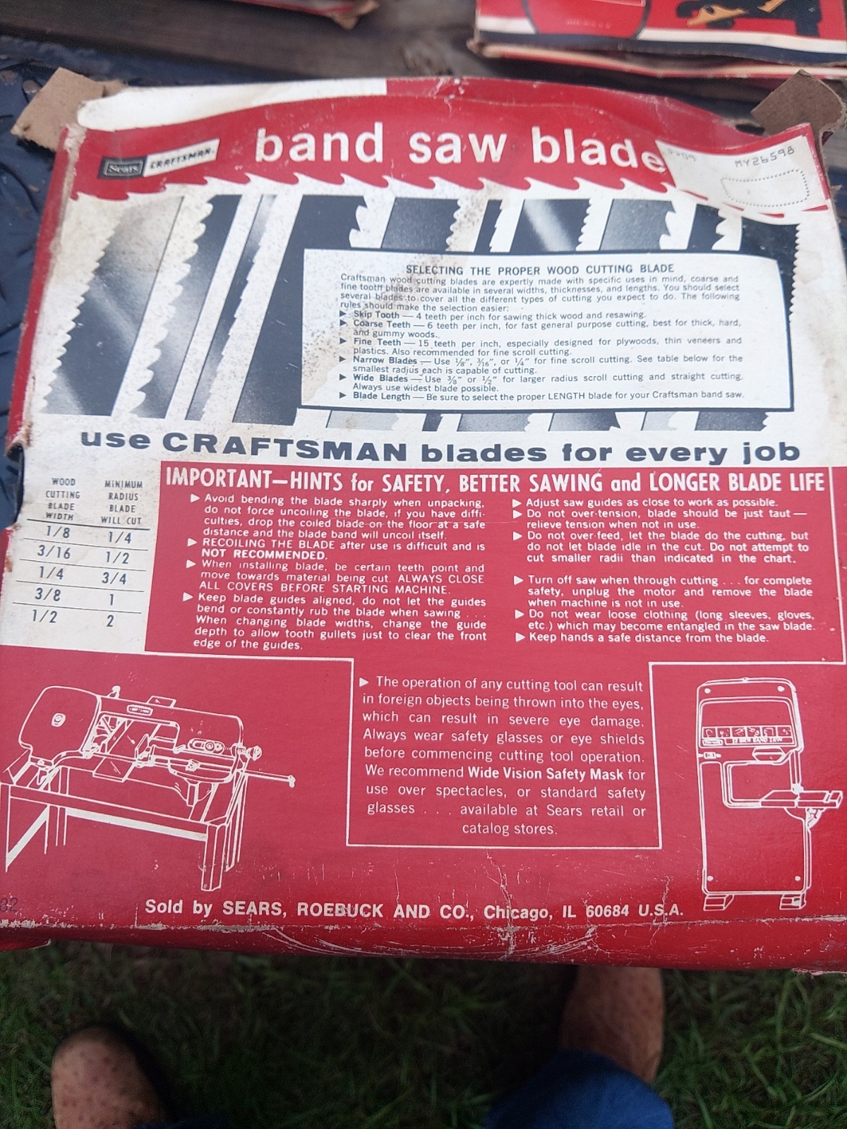 Sears Craftsman Wood Cutting Band Saw Blade 1/2 Wide x 80 Long 3 Teeth Per In