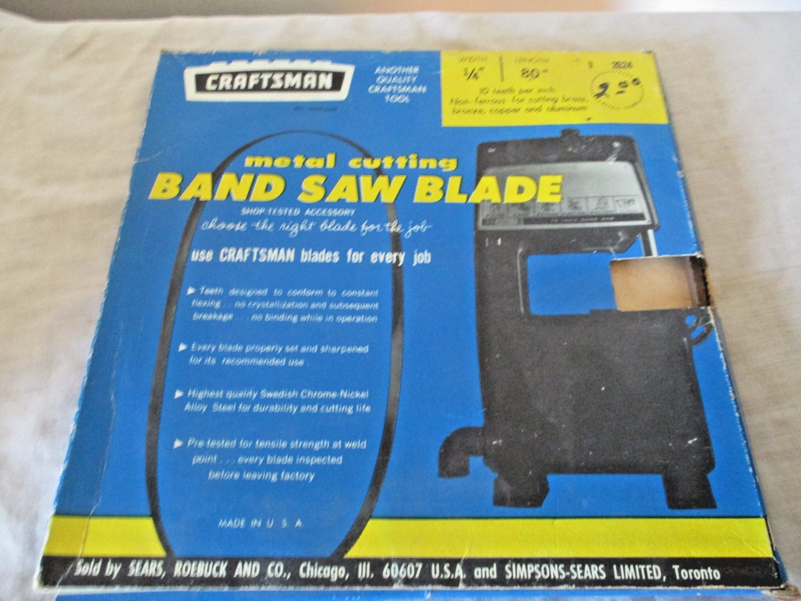 Metal Cutting Band Saw Blade 1/4″ x 80″ Craftsman Non Ferrous Cutting
