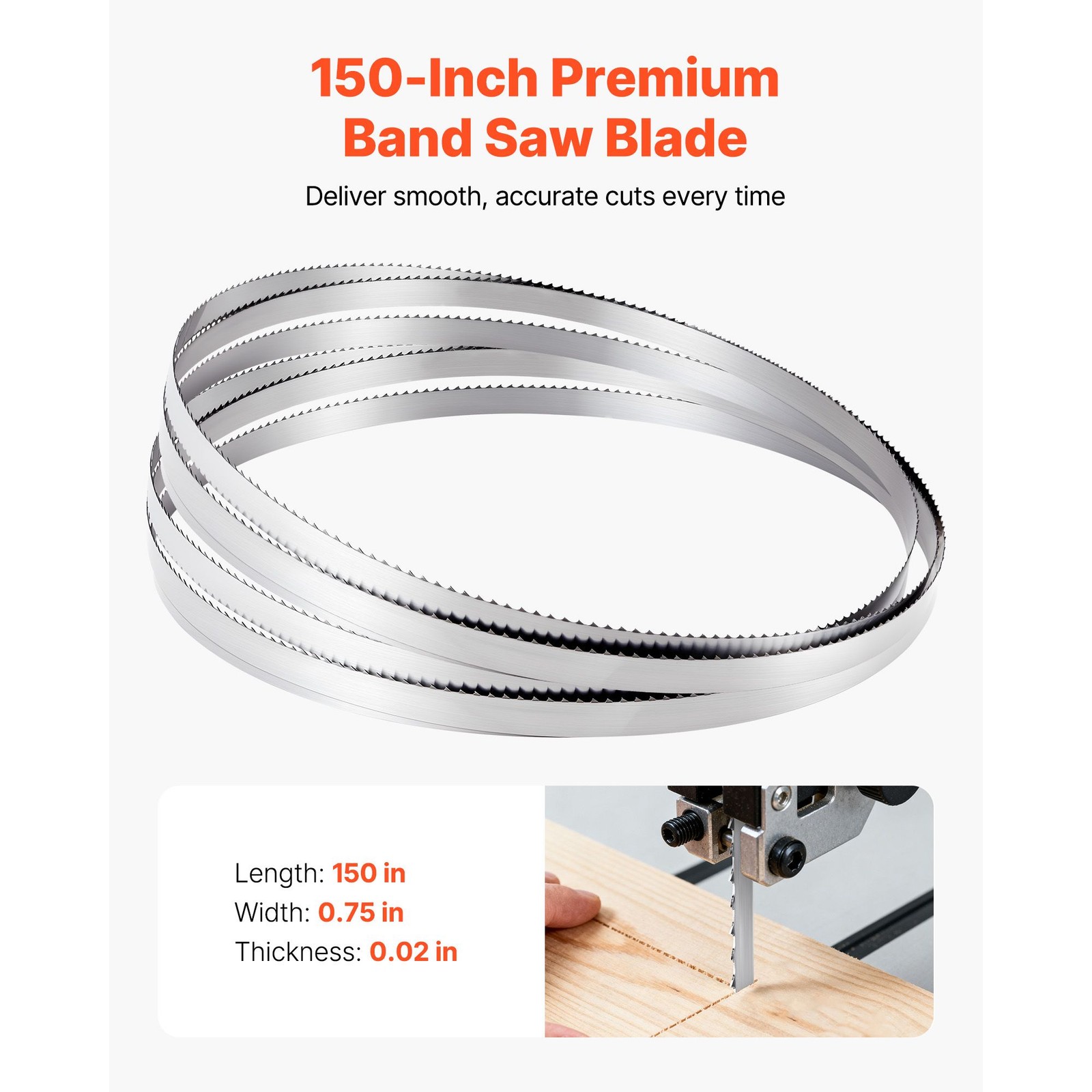 Bandsaw Blade, 150 Inch Length, 4 TPI Band Saw Blade with 18 HRC Hardened Sharp