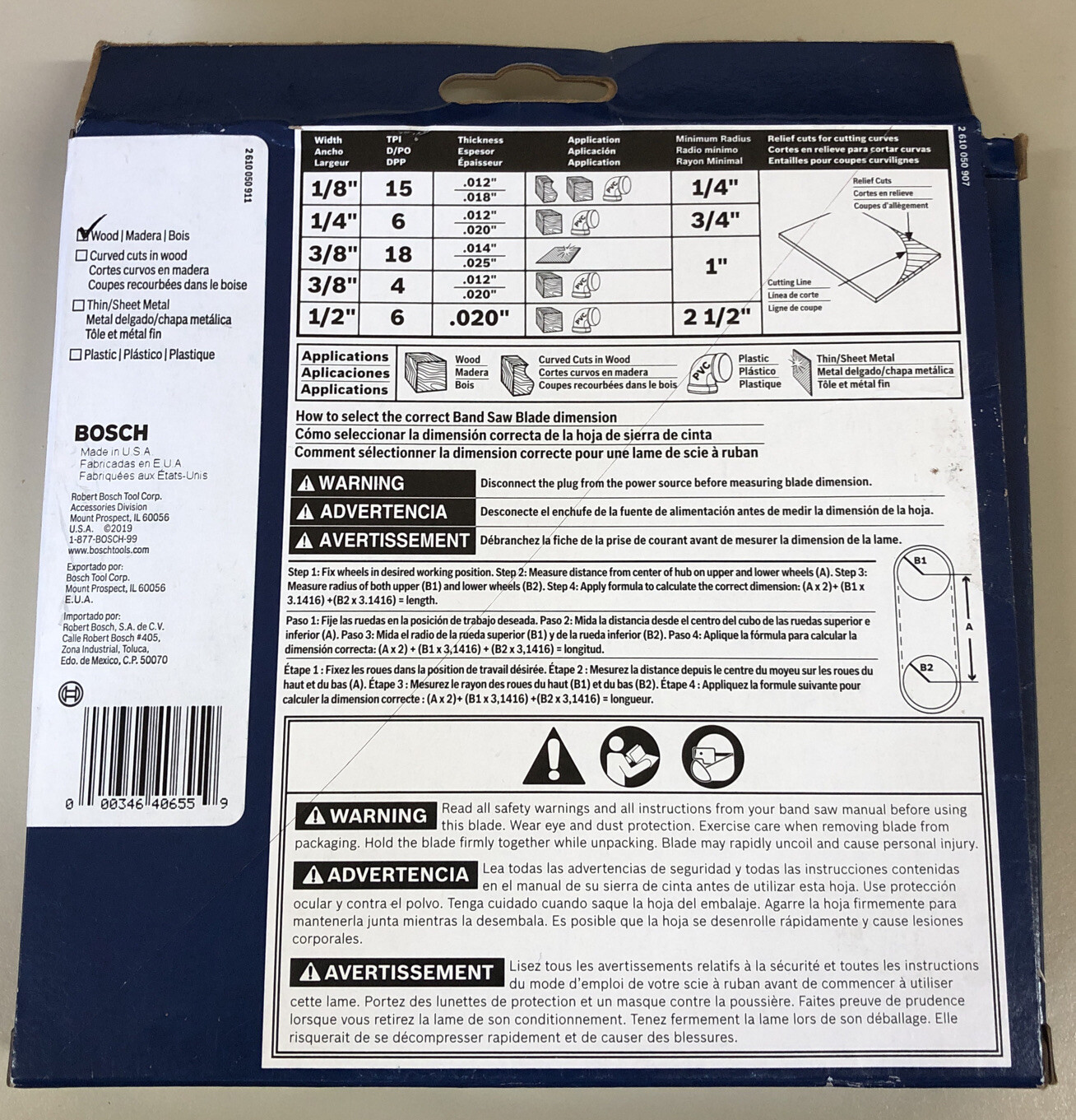 Bosch 59-1/2 In 3/8″ 6TPI Stationary Band Saw Blade