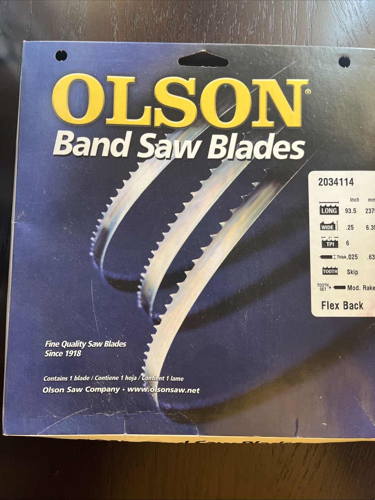 Olson 93.5 in x 1/4 in 6 TPI Skip Flex Back Band Saw Blade 2034114 NEW