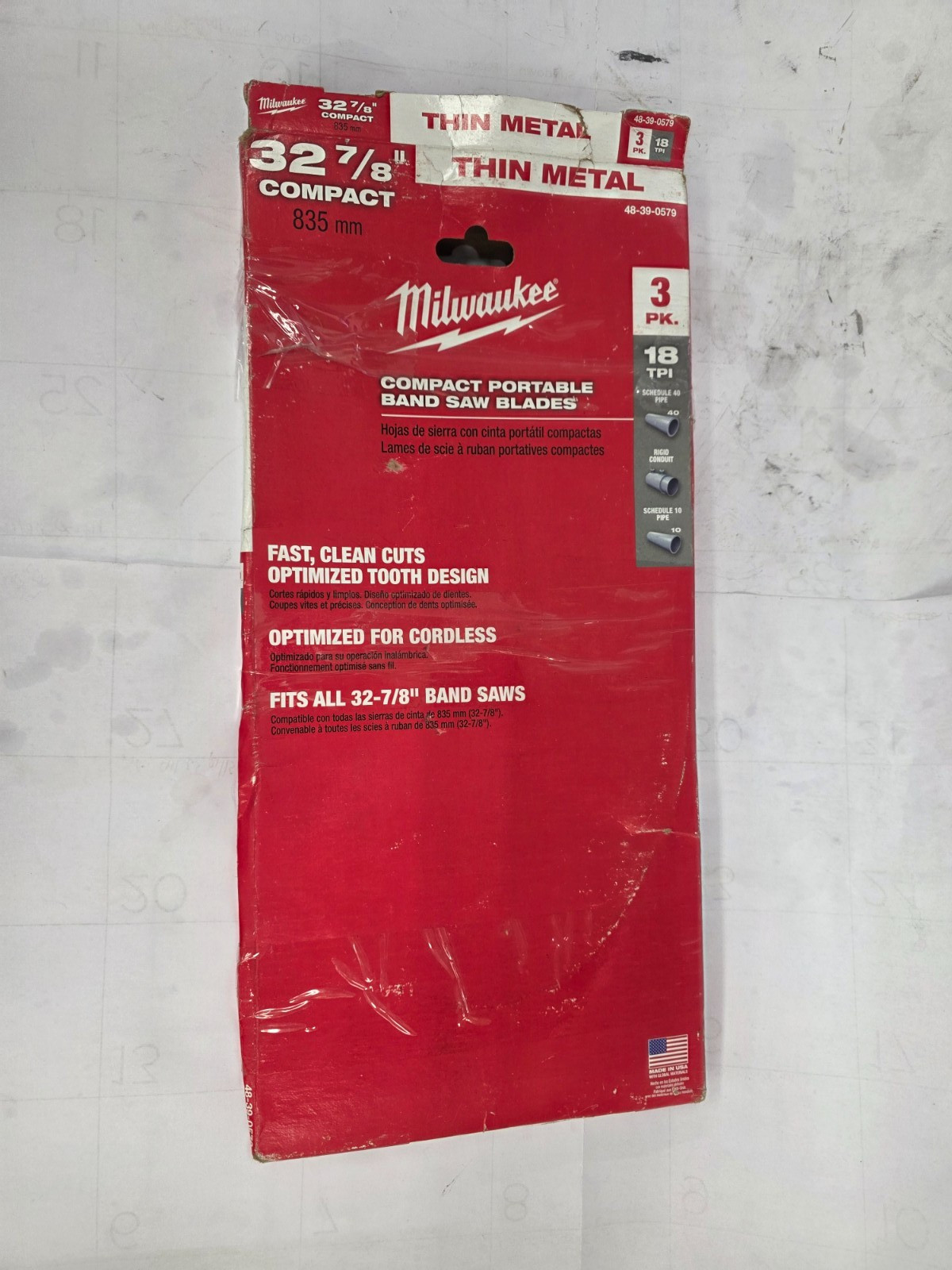 Pk/3 Milwaukee 48-39-0579 Thin Metal Compact Bandsaw Blade 32-7/8″ inch 18 TPI