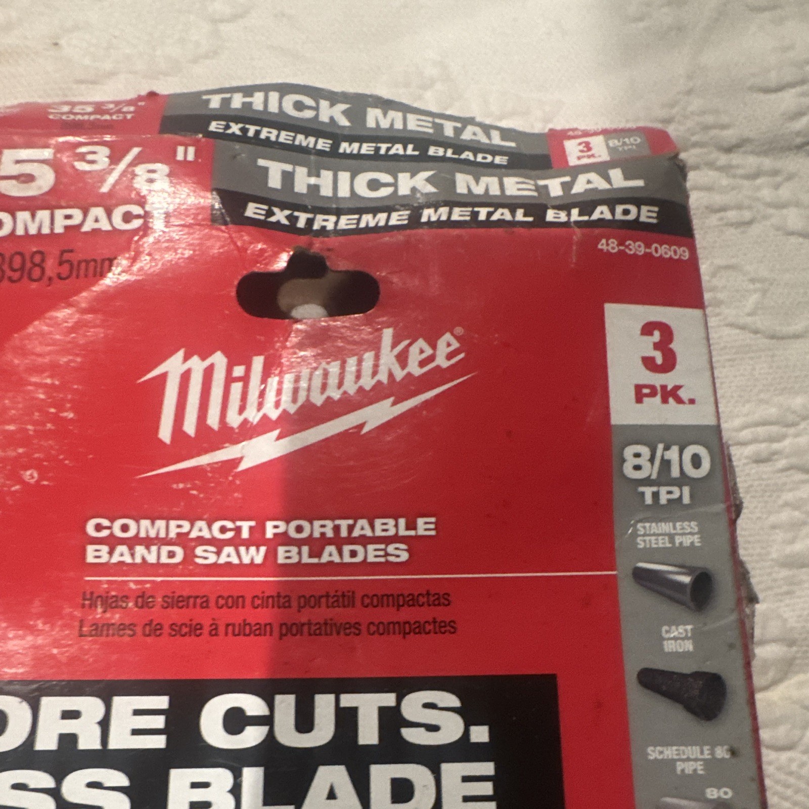 Milwaukee 48-39-0609 Band Saw Blade 35-3/8 in 8/10 TPI Bi-Metal 3pk New