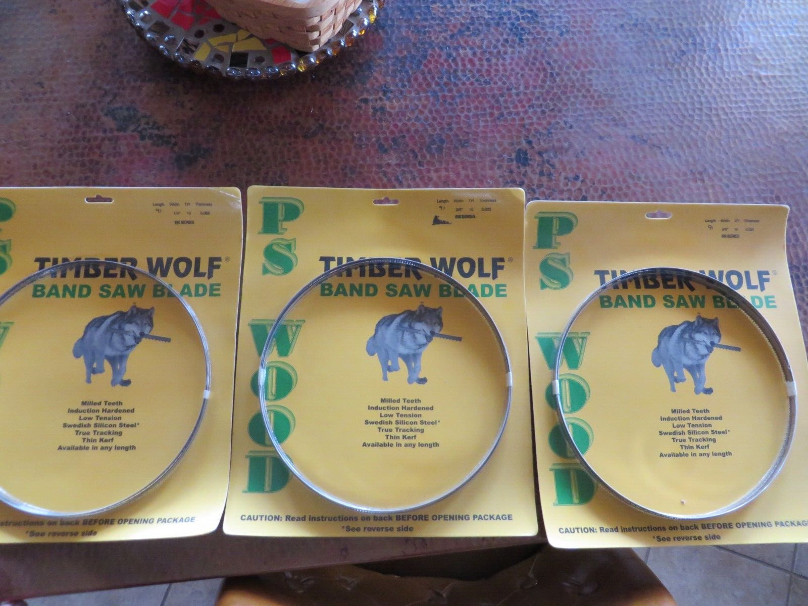 91 Inch Band Saw Blades 3 x Timber Wolf 1/4″ and 3/8″