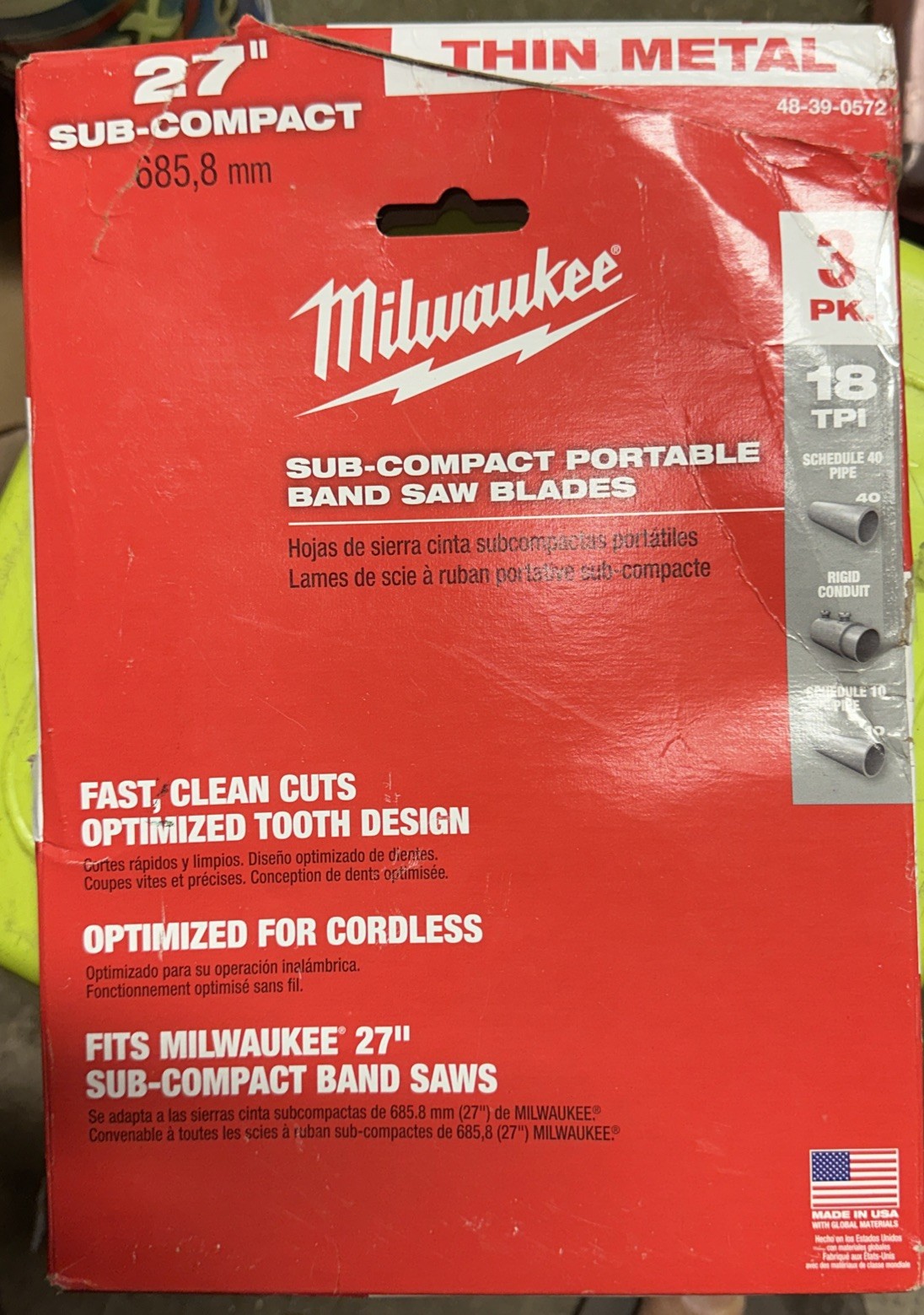 O/B M12 sub-compact 18 tpi band saw blade (3PK) | Milwaukee blades FAST SHIP