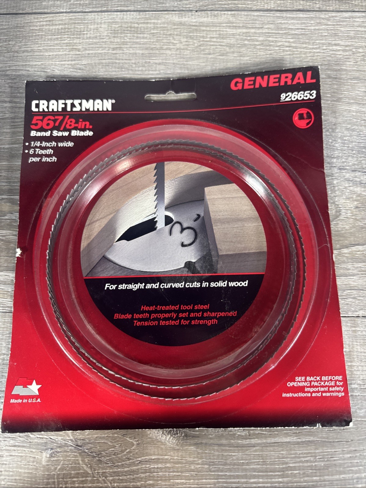 Sears Craftsman Band Saw Blade General Cutting 56 7/8x 1/4” Regular Tooth 926653