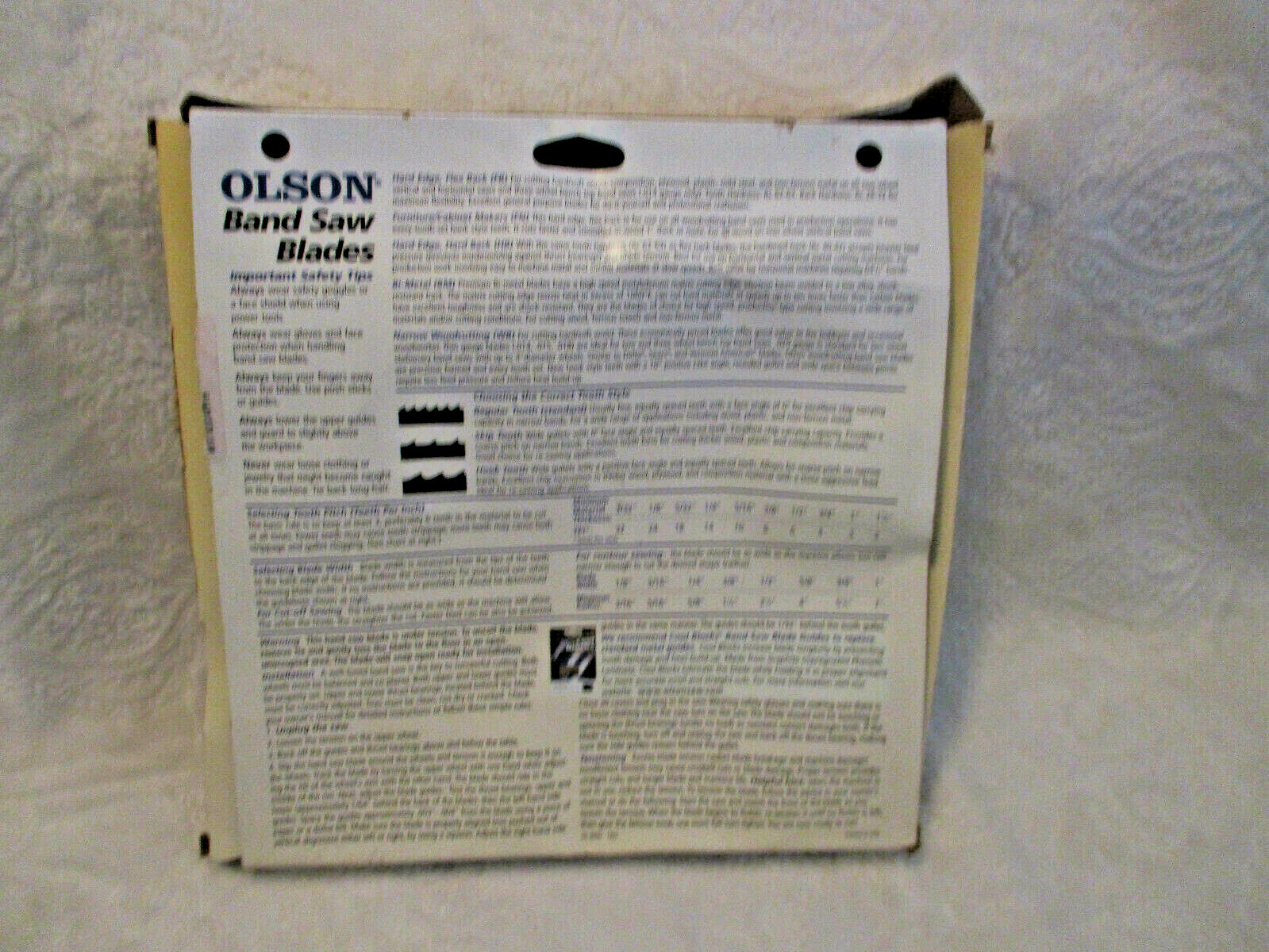 OLSON Band Saw Blades~80″ Hard Edge~1/2″ Width~Style Hook~Set Raker~#147700