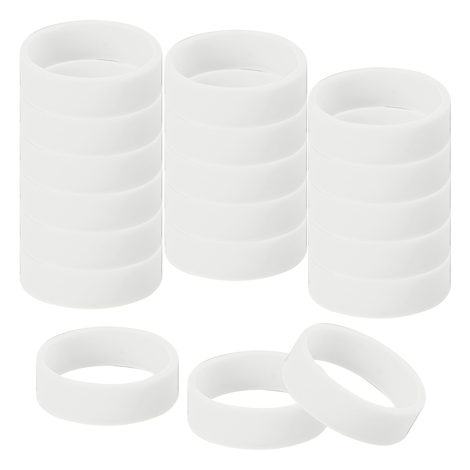 30Pcs 0.8 x 0.28 Inch Silicone Wide Rubber Bands for Fashion Accessory White