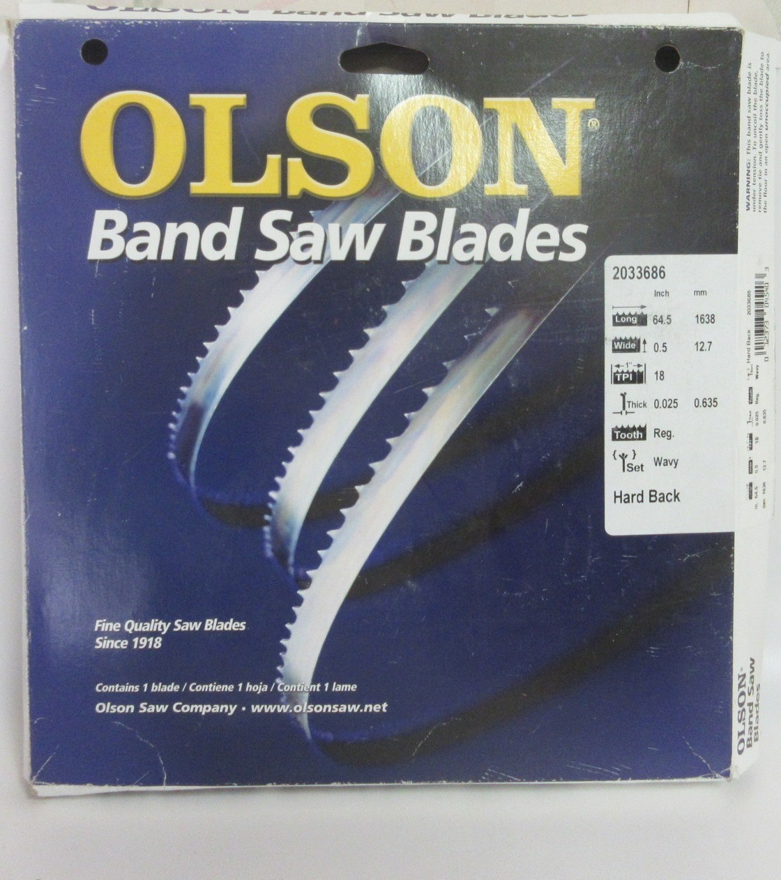 Olson 64.5 in. L X 0.5 in. W Metal Band Saw Blade 18 TPI Wavy Teeth 1 Pack