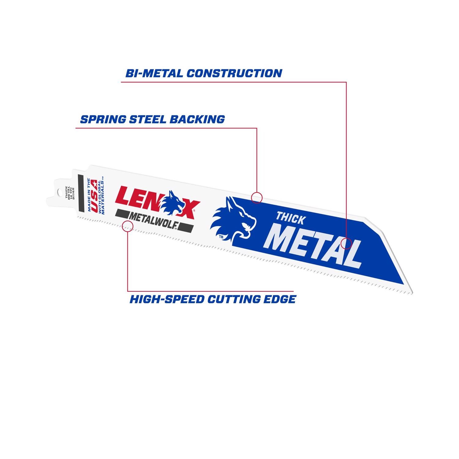 Lenox 201789114R 14 TPI Bi-Metal Straighter Cuts Reciprocating Saw Blade 9 in.