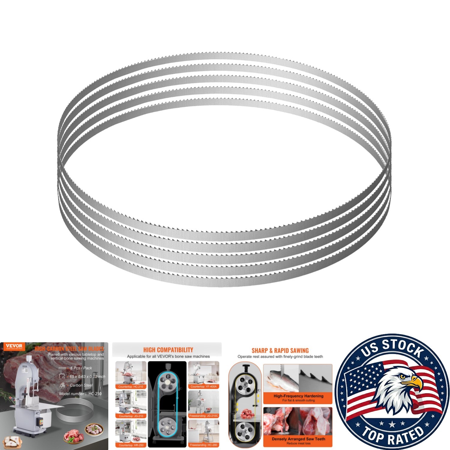 Durable 65-Inch Carbon Steel Meat Cutting Saw Blades – Rust-Proof Wrapper