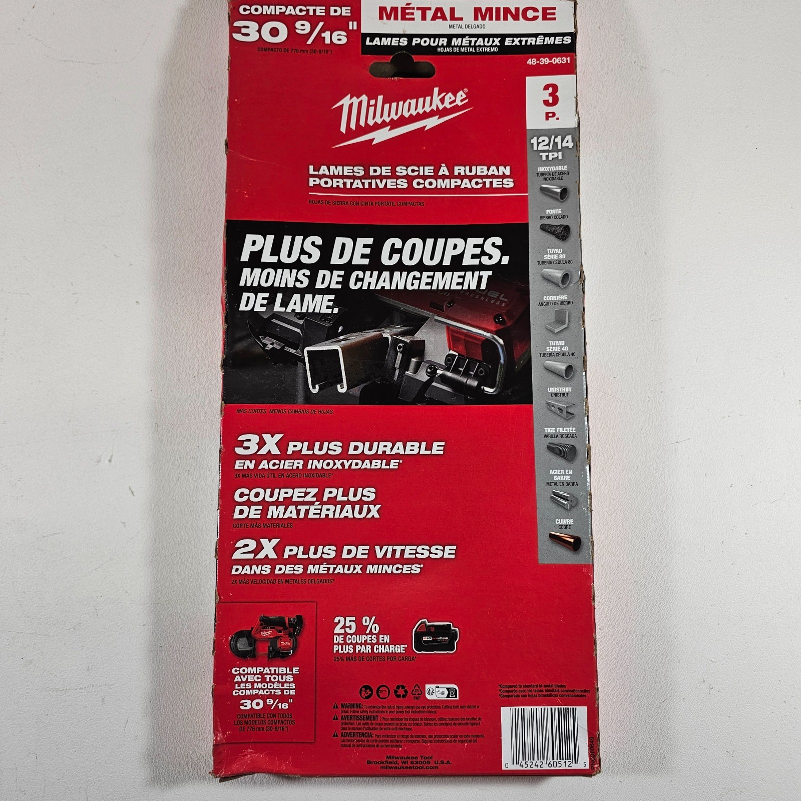 Milwaukee 30-9/16″ Compact Band Saw Blades Thin Metal 12/14 TPI Lot of 5