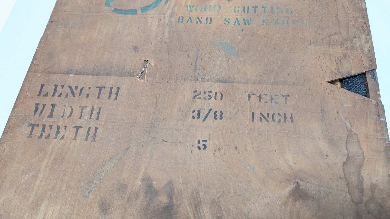 Vintage Spartan Wood Cutting Band Saw Blade Coil 3/8 in 5-TPI Wood Crate