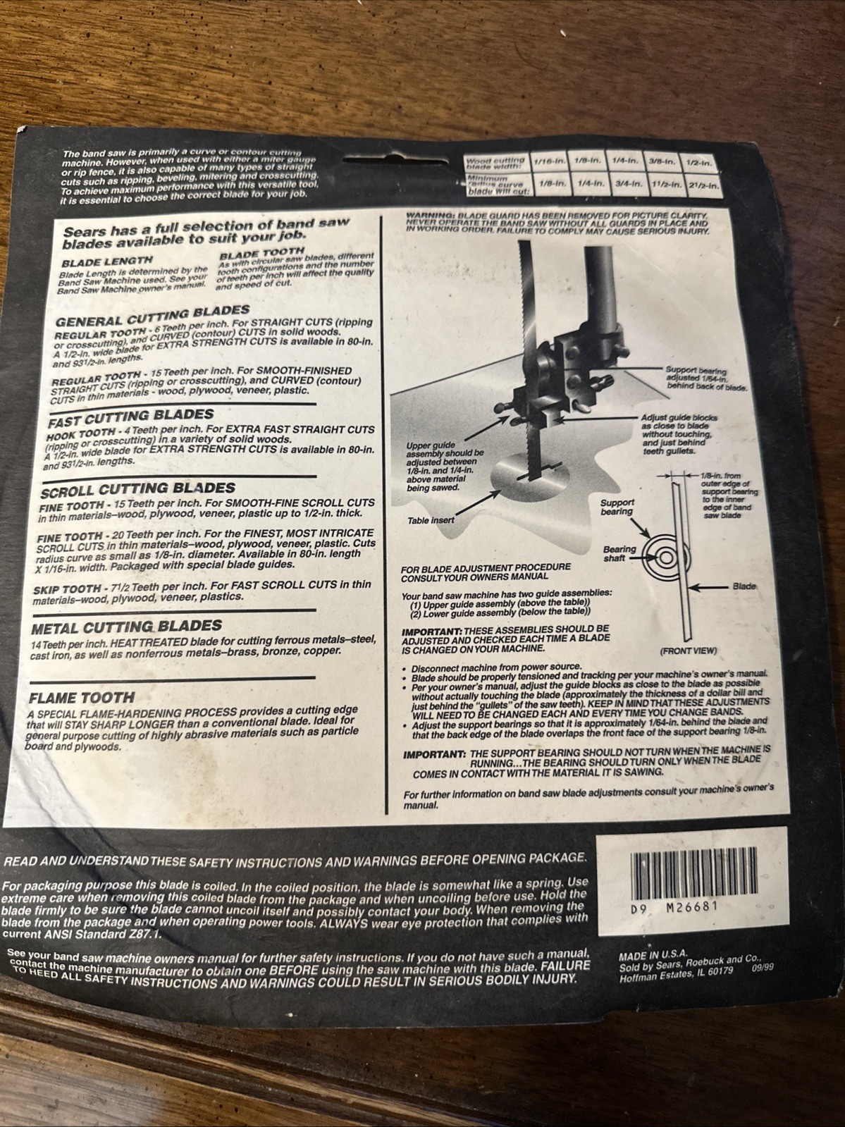 Craftsman 80 Inch Band Saw Blade, 1/2 Inch Wide, 6 TPI, #9-26234 New, Unopened