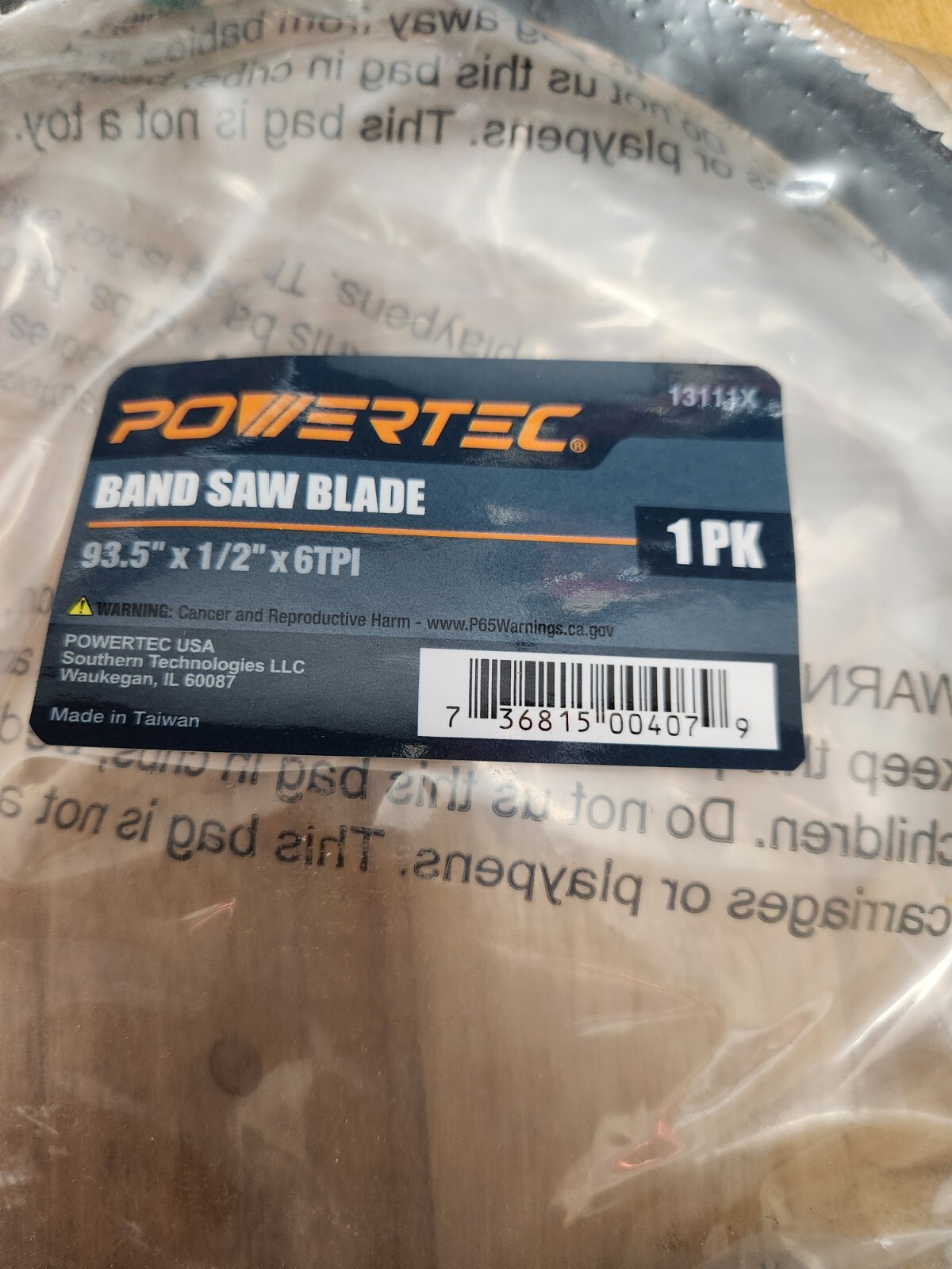 POWERTEC Band Saw Blade 93-1/2 Inch x 1/2-Inch x 6 TPI High Carbon Steel 13111X