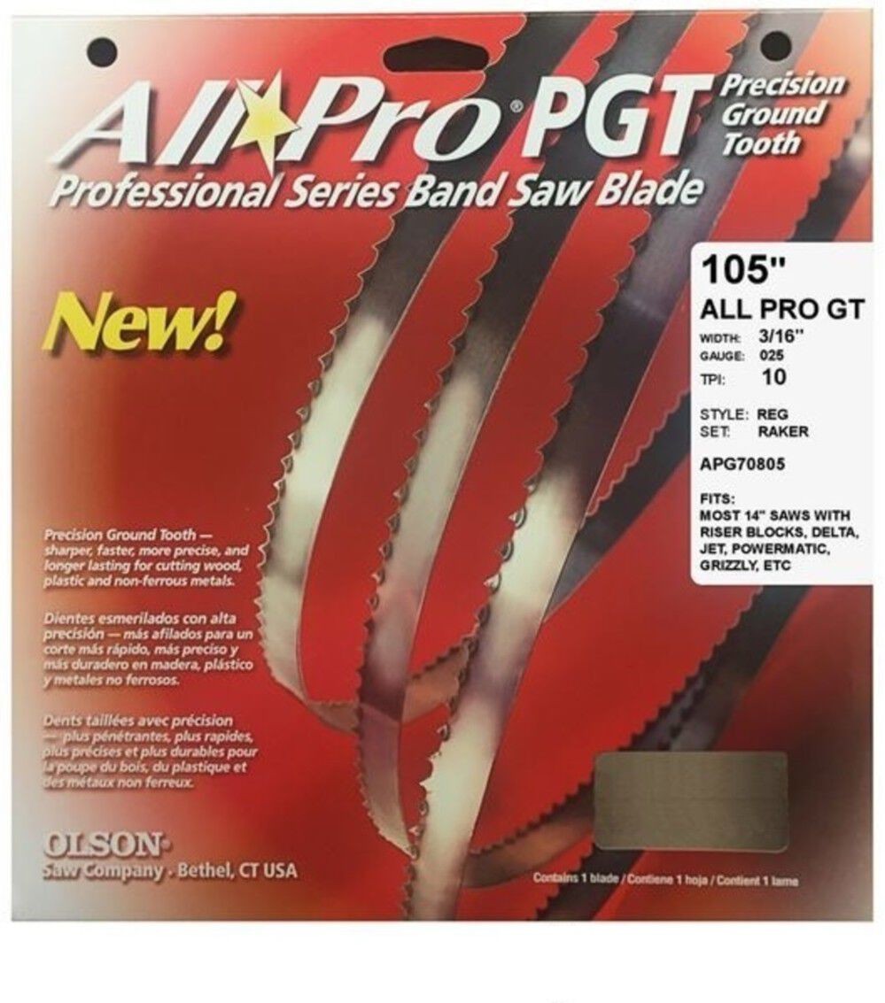 Olson Saw Company 3/16 025 10 Reg 105In Allpro Pgt Band Saw Blade