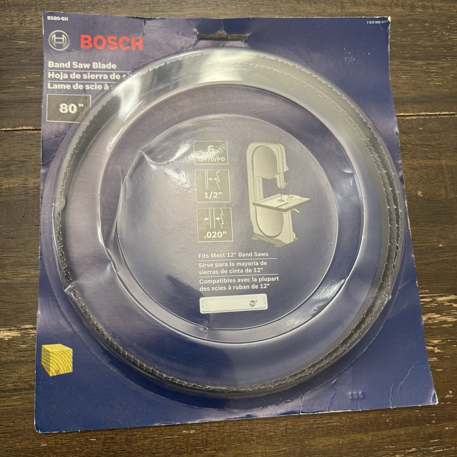Lot of Two 80″ Bandsaw Blades, Craftsman 15 TPI, Bosch 6 TPI