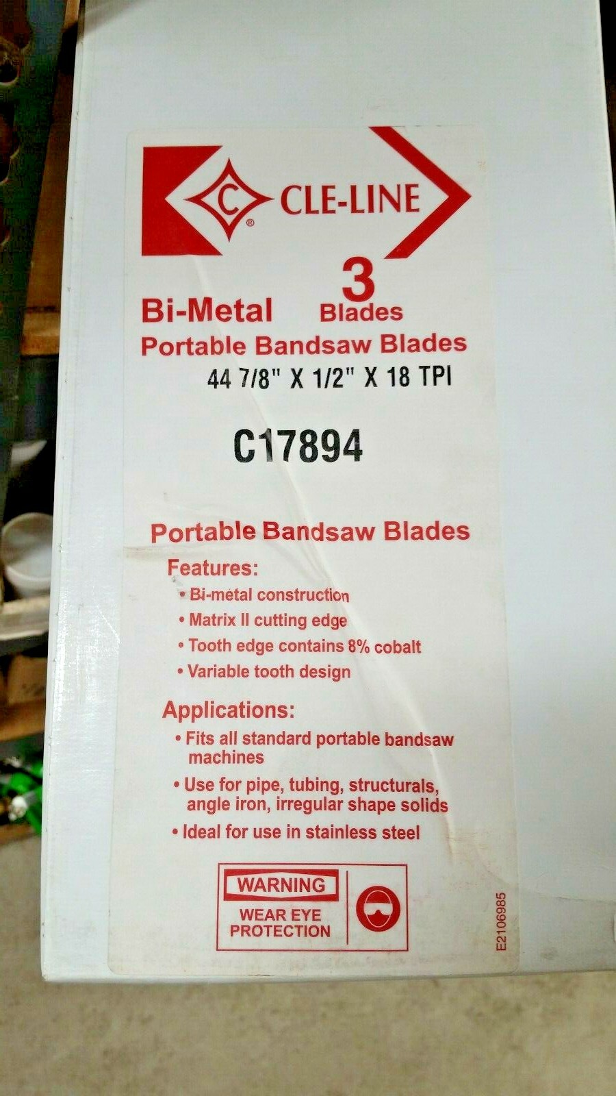 Cle-Line 44-7/8″ 18 TPI Bi-metal Portable Bandsaw Blades 3 Pack
