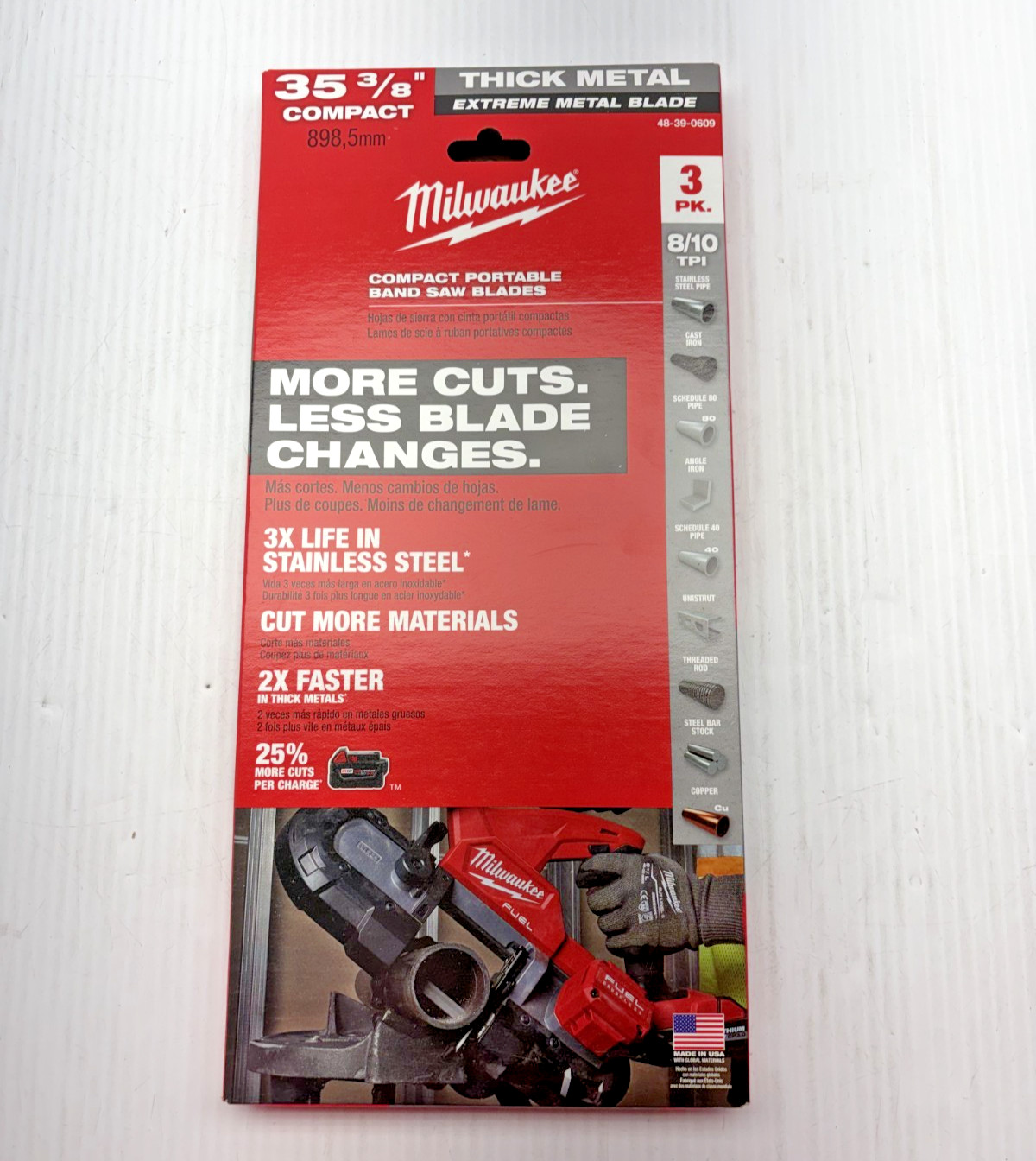 Milwaukee band saw blades 35 3/8 3pk 48-39-0609
