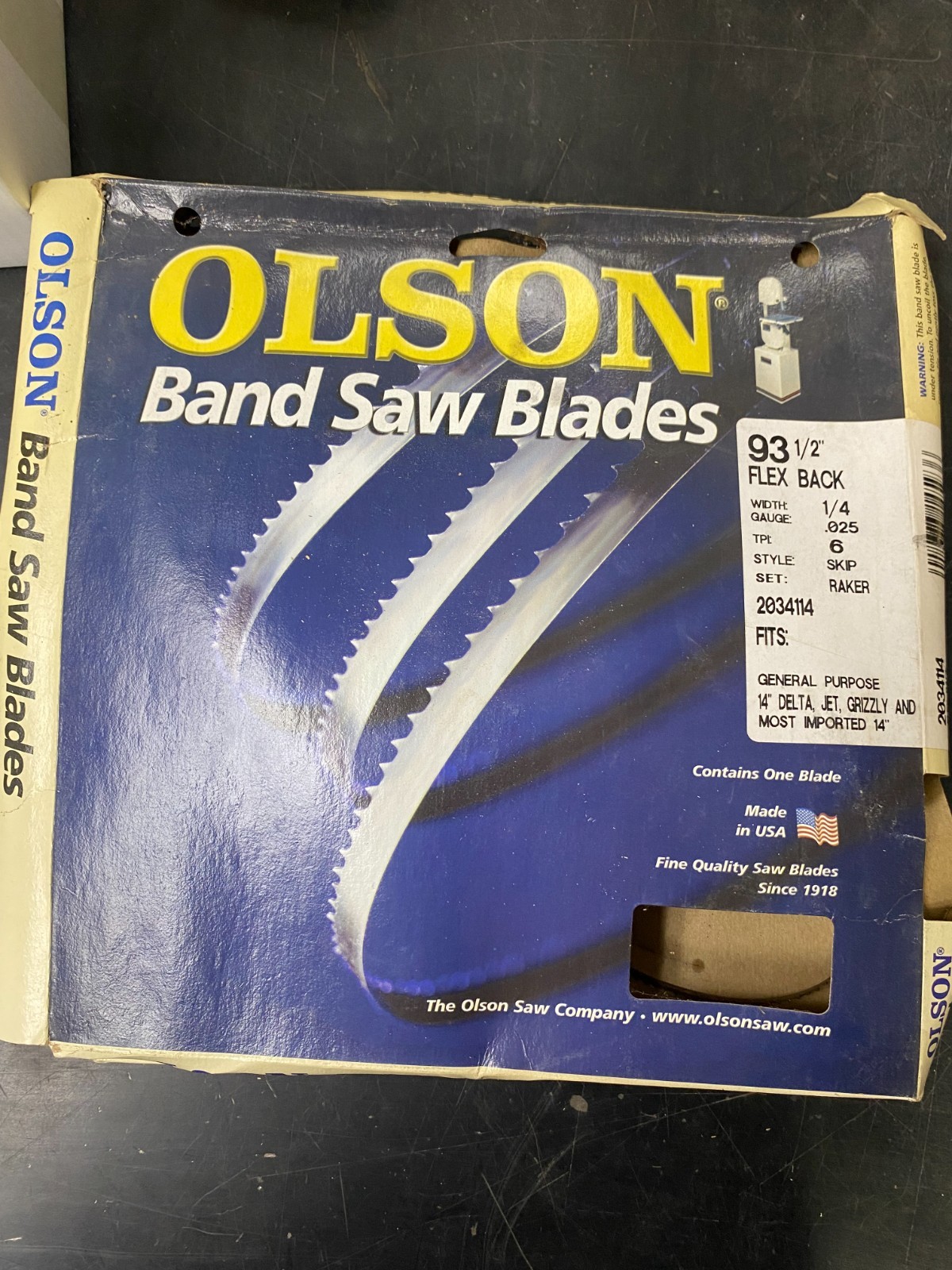 3 Olson High Carbon Steel Band Saw Blade 93.5 L