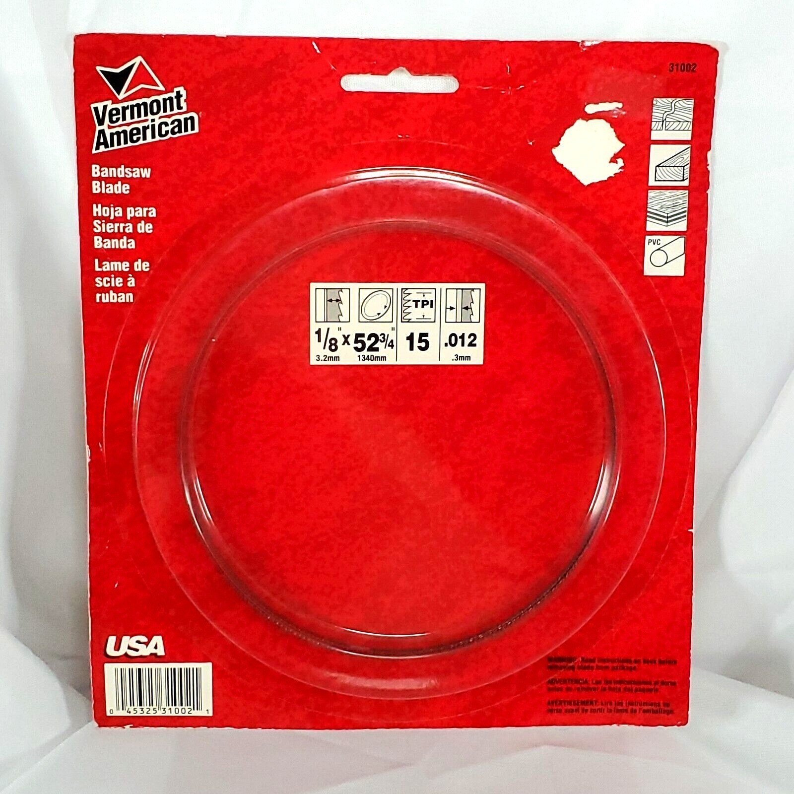 Vermont American Bandsaw Blade 1/8″ X 52 3/4″ NOS 15 TPI Wood & PVC Cutting